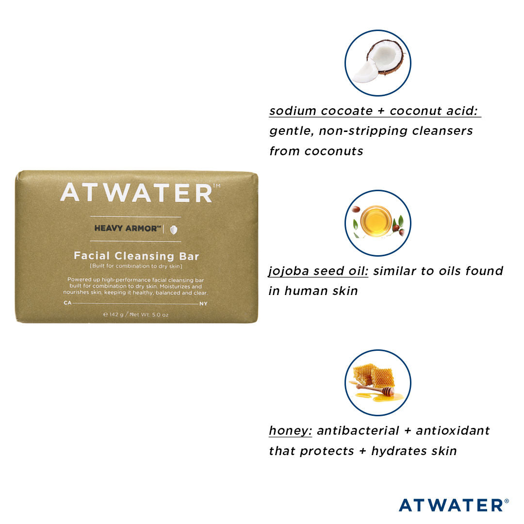 Best Heavy Armor Facial Cleansing Bar for Men - Deep Cleansing & Exfoliating Soap for Acne Prone Skin - Perfect for Gym, Travel & Daily Skincare Routine