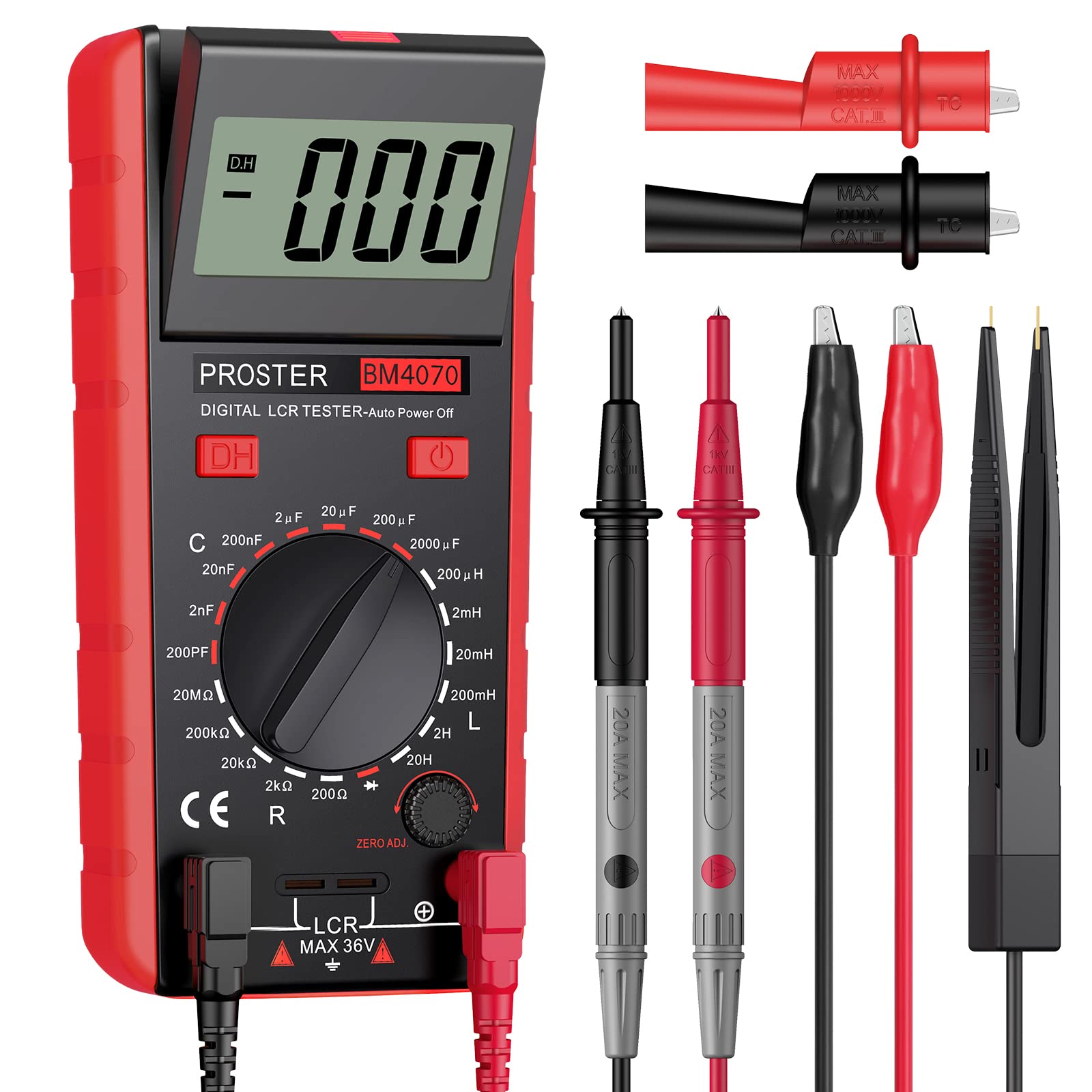 Proster Digital LCR Meter - Accurate Capacitance, Inductance & Resistance Tester with Overrange Display | Ideal for Electronics Repair, Circuit Testing & DIY Projects