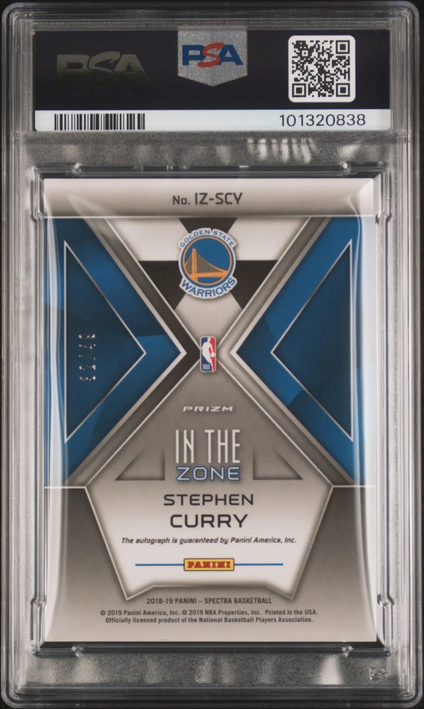 2023 Panini Spectra Update Stephen Curry 2018 In The Zone Auto PSA 8 /49 - Rare Basketball Trading Card for Collectors & Fans - Perfect for Display, Investment & Memorabilia Collections