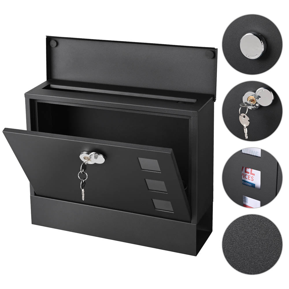 Secure Large Wall Mount Mailbox with Lock - Heavy Duty Steel Letter Box for Home & Business - Perfect for Apartments, Office Buildings & Residential Mail Security