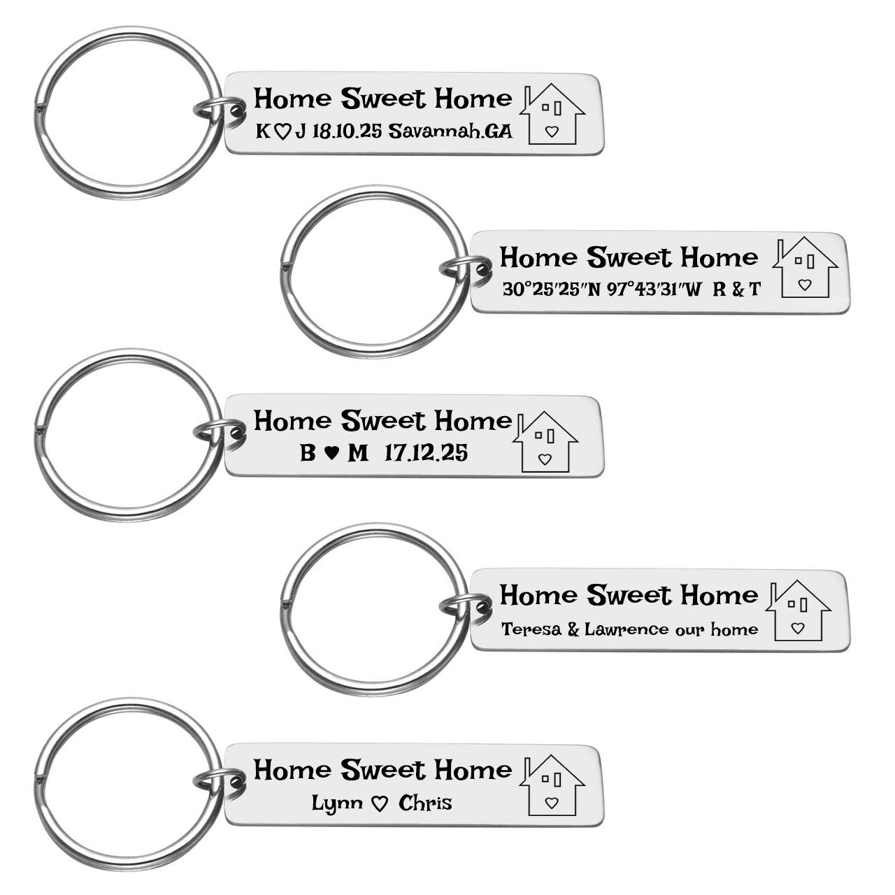 PiercingJ Custom 'Home Sweet Home' Keychain - Stainless Steel Housewarming Gift for New Homeowners - Perfect for First Home, Anniversary & Special Occasions