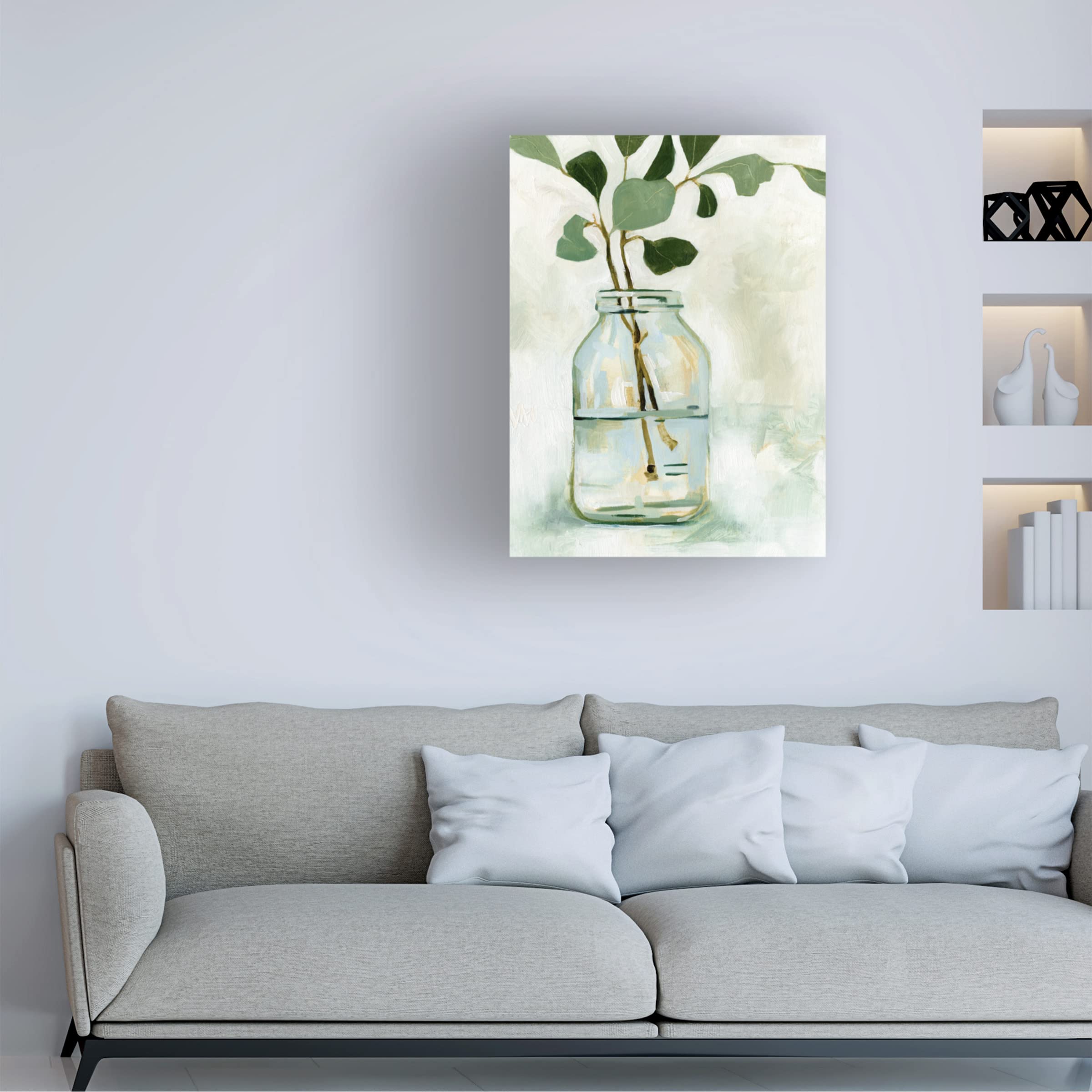 Emma Caroline 'Eucalyptus Branch Still Life II' Canvas Wall Art Print - Modern Botanical Home Decor for Living Room, Bedroom & Office