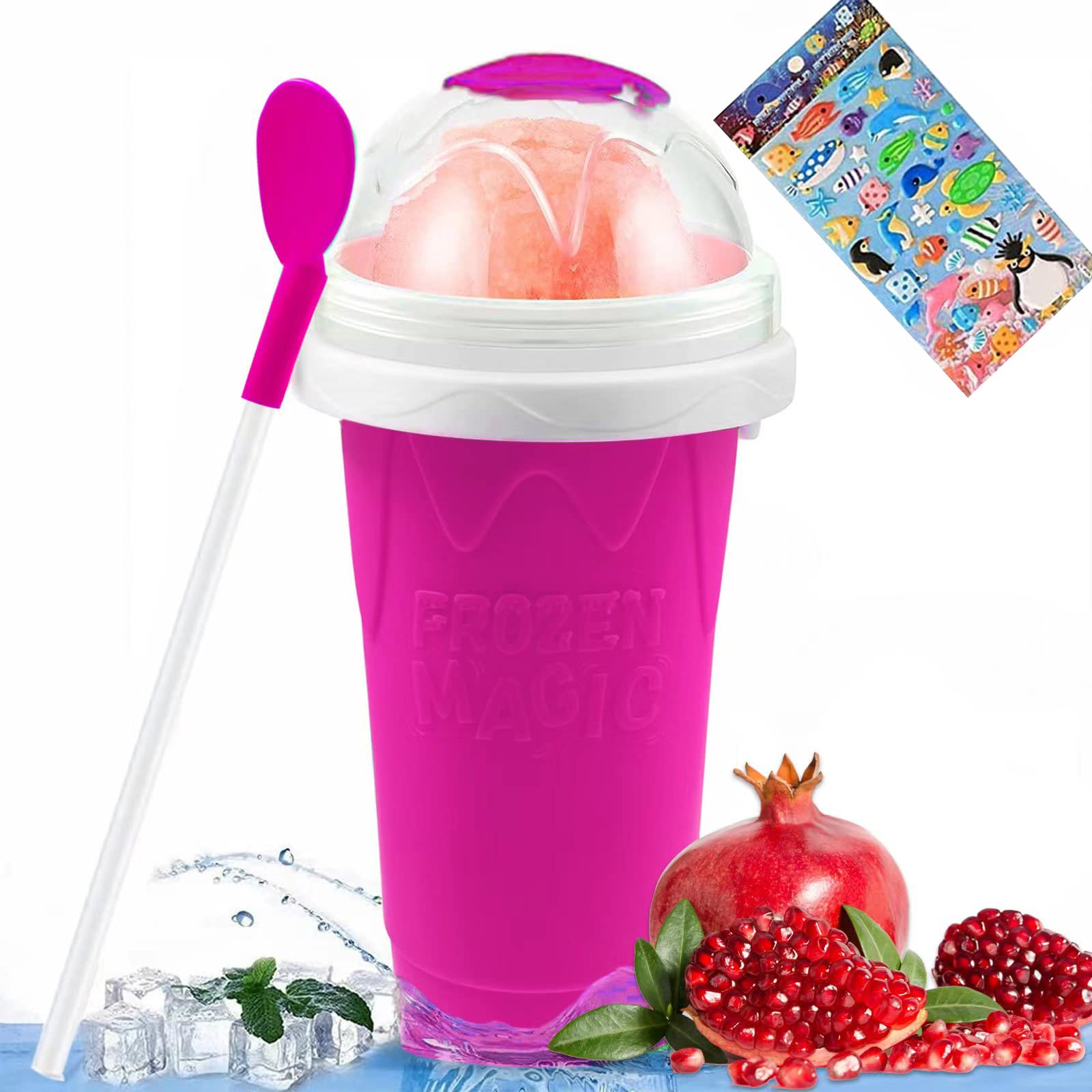 **Magic Slushie Maker Cup with Lid & Straw - DIY Frozen Drinks, Smoothies, Shakes, Juices & Soda - TikTok Viral Homemade Ice Cream & Slushy Maker (Pink) - Perfect for Summer Parties, Kids Treats & DIY Desserts**