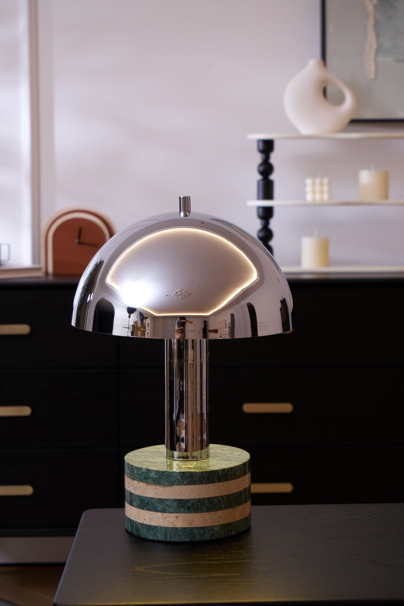 Modern Chrome Table Lamp - Adjustable Brightness LED Desk Light for Home Office, Bedroom & Study - Perfect for Reading, Working & Decor