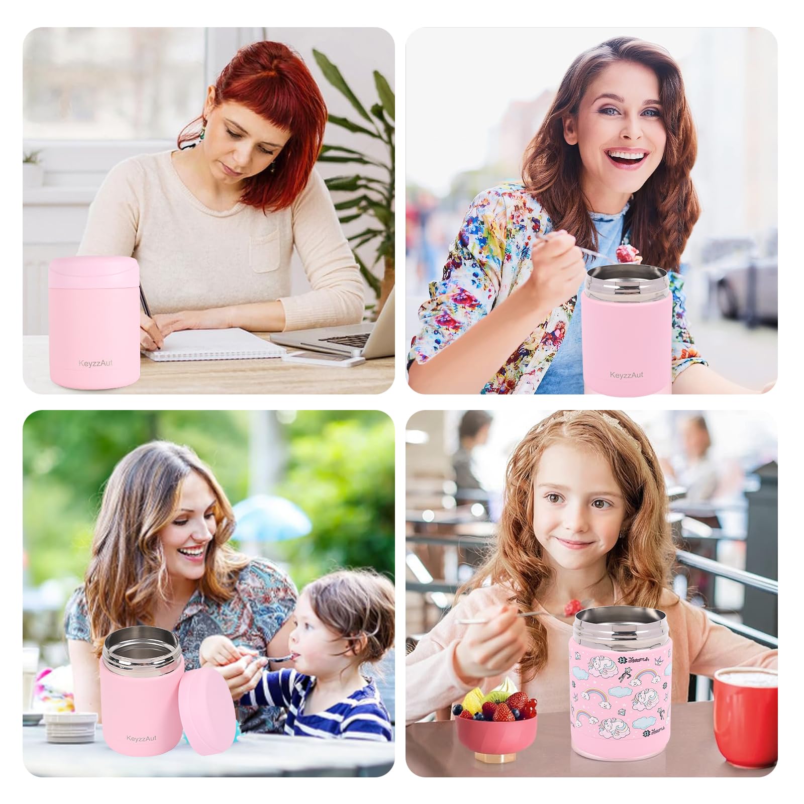 12oz Insulated Food Thermos - Vacuum Sealed Stainless Steel Lunch Box for Hot & Cold Meals | Leak-Proof Soup Container for Kids & Adults | Perfect for School, Office, Picnics & Travel (Pink)