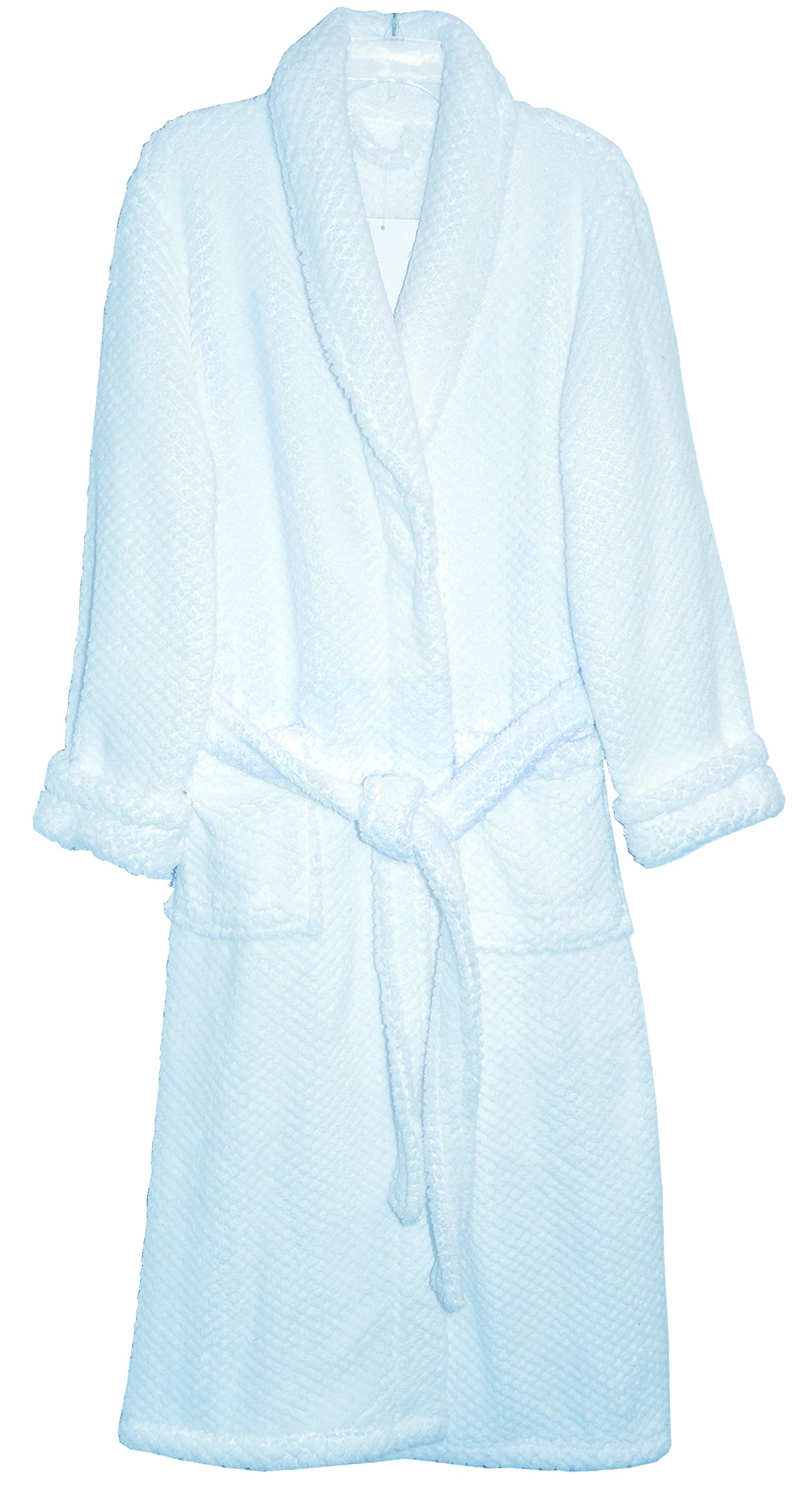 LA CERA Women's Fleece Robe Plus Size - 100% Polyester Honeycomb Pattern Long Sleeve Belted Bathrobe with Pockets | Cozy Loungewear for Winter, Spa Days & Relaxing at Home