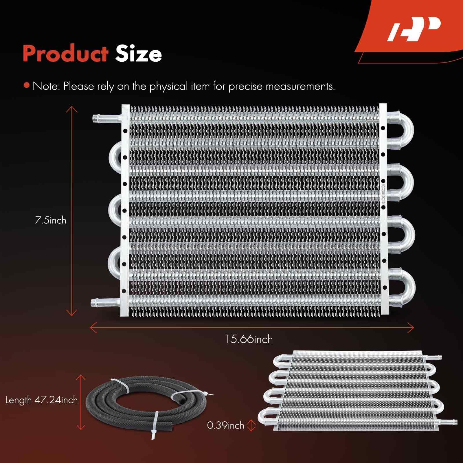 Premium Universal Aluminum 8-Pass Tube & Fin Transmission Oil Cooler Kit with Hose Mounting Kit - Perfect for High-Performance Vehicles, Trucks, and Off-Road Applications