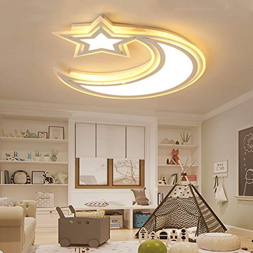 LED Kids Room Ceiling Light - Star & Moon Cartoon Night Light for Boys & Girls Bedroom - Warm White Nursery Lamp for Baby & Children's Room Decor - Perfect for Bedtime Stories & Relaxation