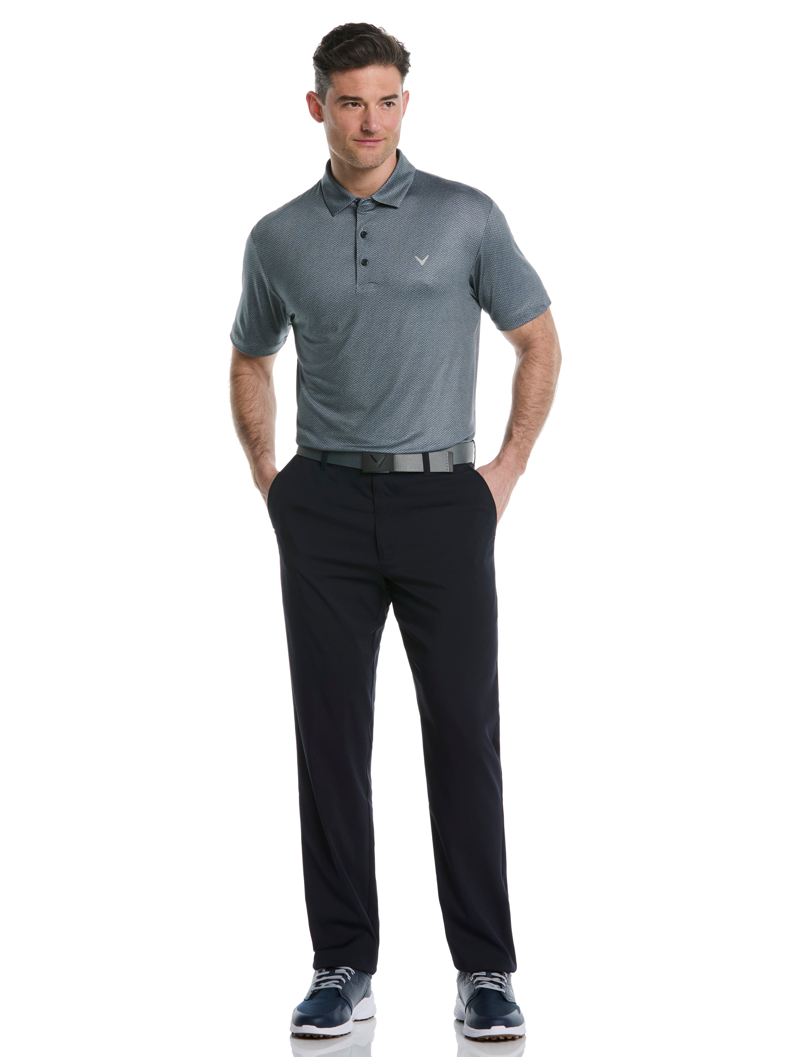 Men's Heather Geo Print Golf Polo Shirt - Breathable & Stylish for Golf, Casual Wear & Outdoor Activities