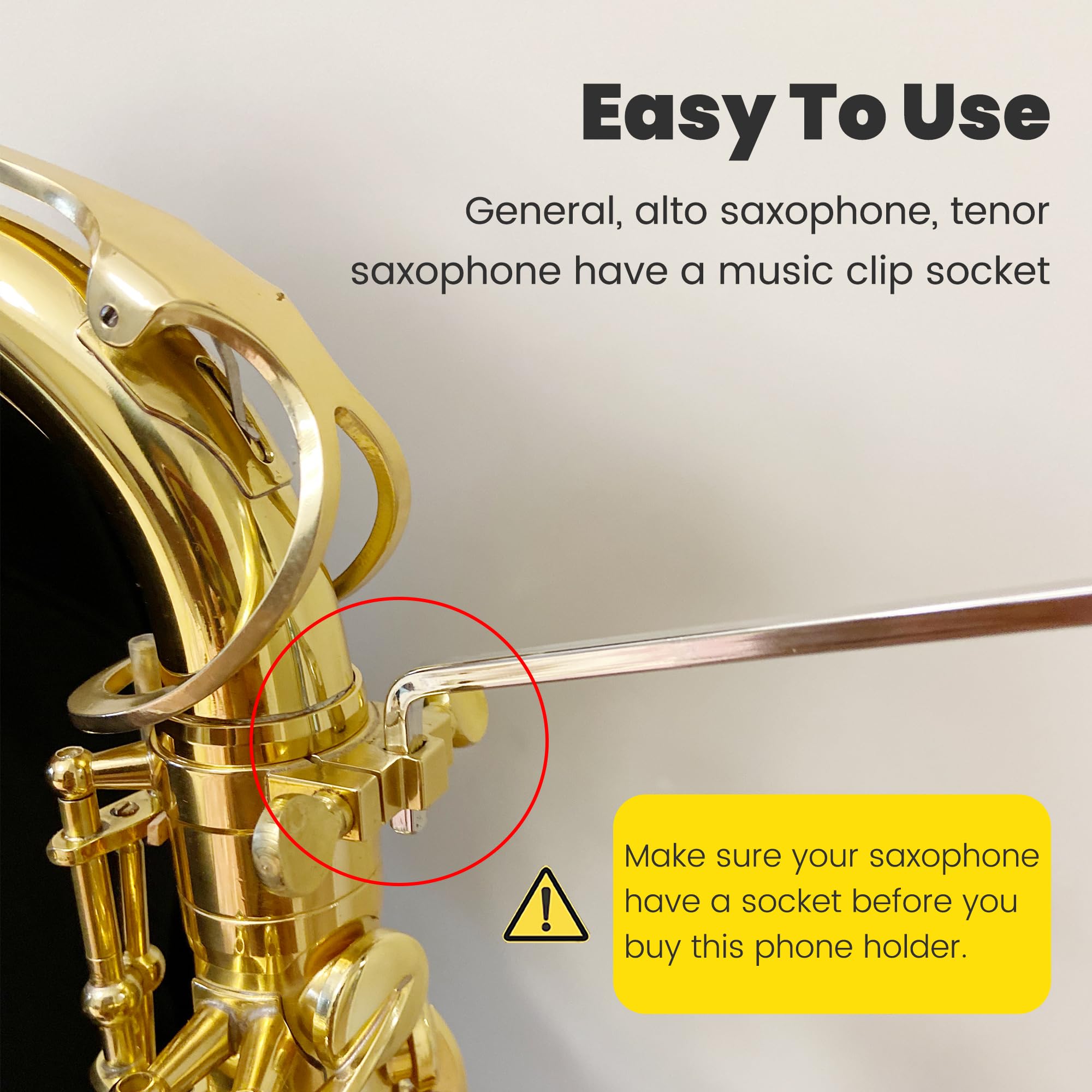 **Saxophone Lyre Phone Holder - Alto Sax Accessory for Mounting Phone, Ultralight Copper Black Clip - Perfect for Reading Sheet Music & Practicing On the Go**