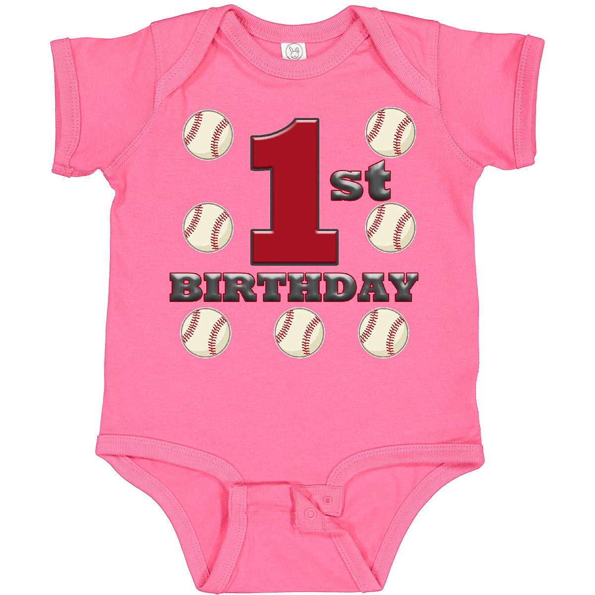 Inktastic First Birthday Baseball Baby Bodysuit - Cute Baseball Themed Onesie for 1 Year Old Boys & Girls - Perfect for Birthday Parties, Photo Shoots & Special Occasions