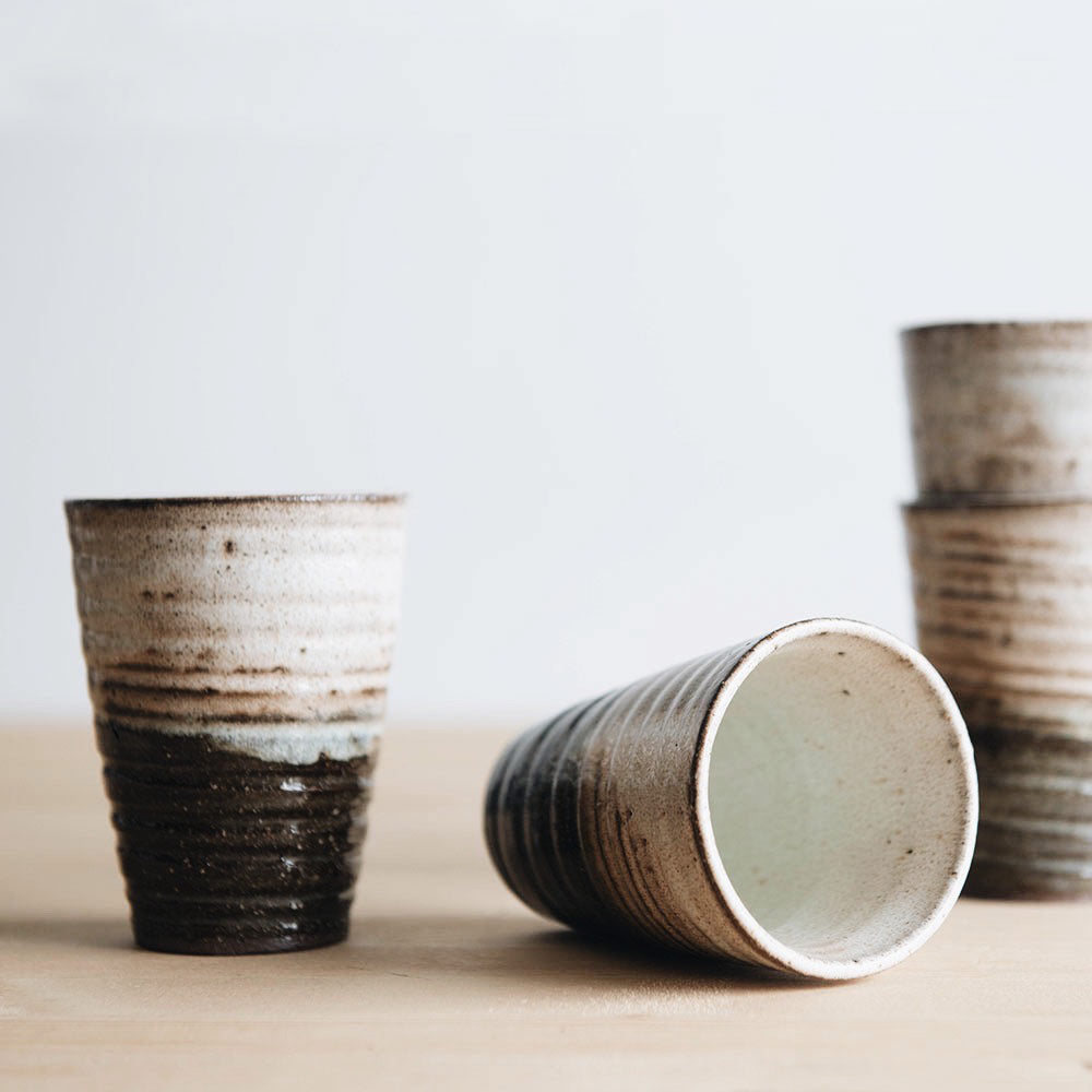 Handmade Rustic Ceramic Coffee Mugs Set of 4 - Farmhouse Style Stoneware Cups for Tea, Hot Chocolate & Home Decor - Perfect for Cozy Kitchens, Cafés & Gift Giving