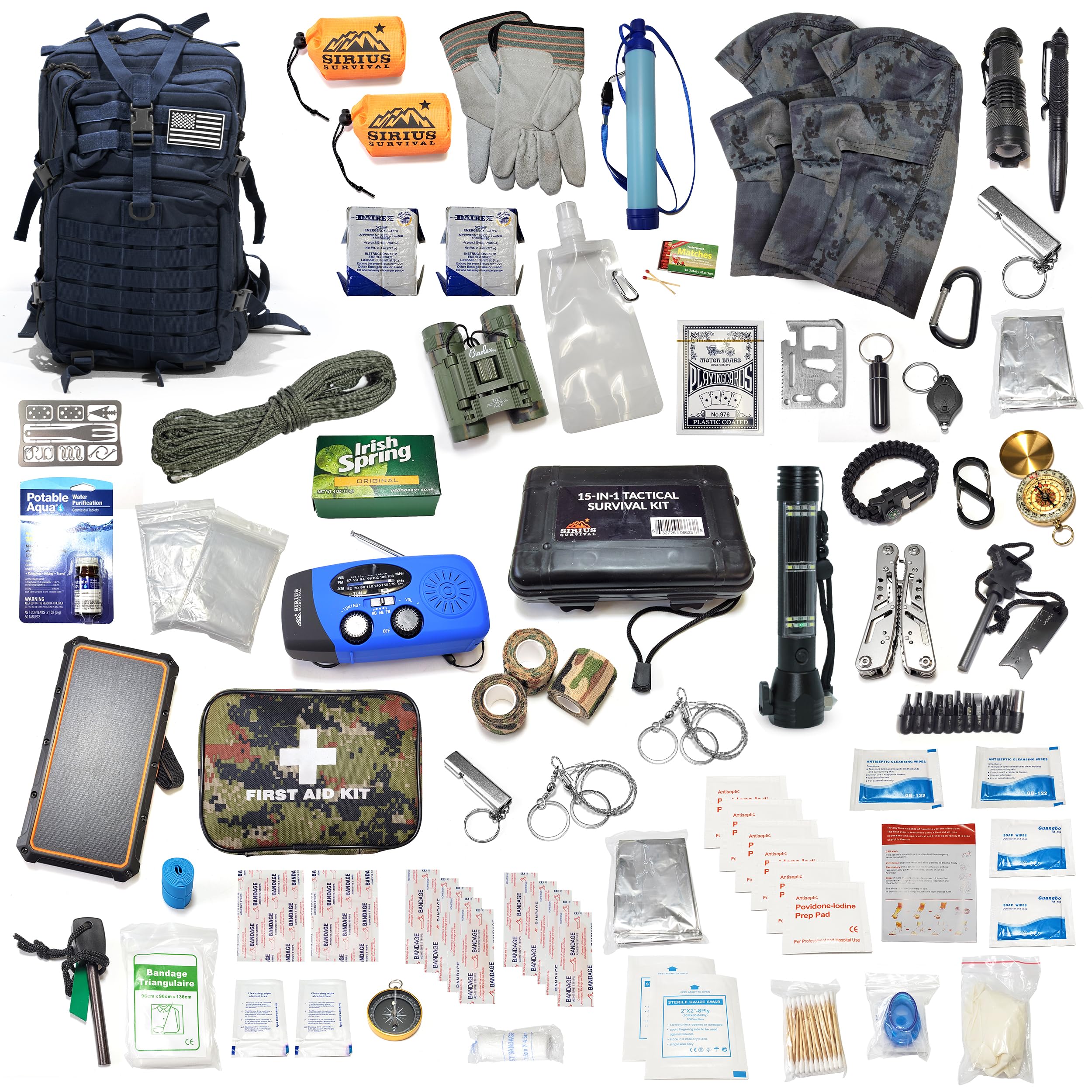 Sirius 72-Hour Emergency Survival Kit for 2 People - 50L Tactical Bug Out Bag with Premium Essentials | Perfect for Outdoor Adventures, Disaster Preparedness & Camping Gear