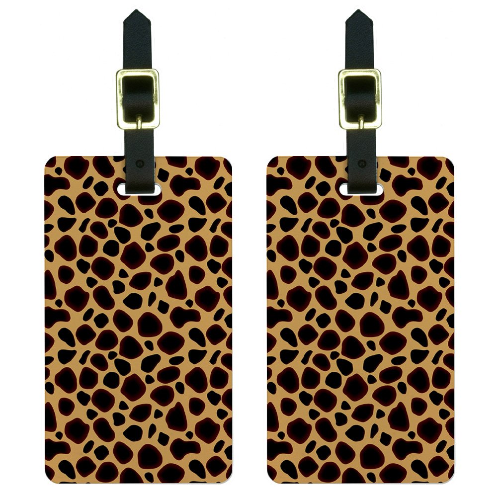 Cheetah Print Luggage Tags - Set of 2 Durable Suitcase ID Tags for Travel Accessories | Perfect for Carry-On Bags, Checked Luggage & Vacation Identification