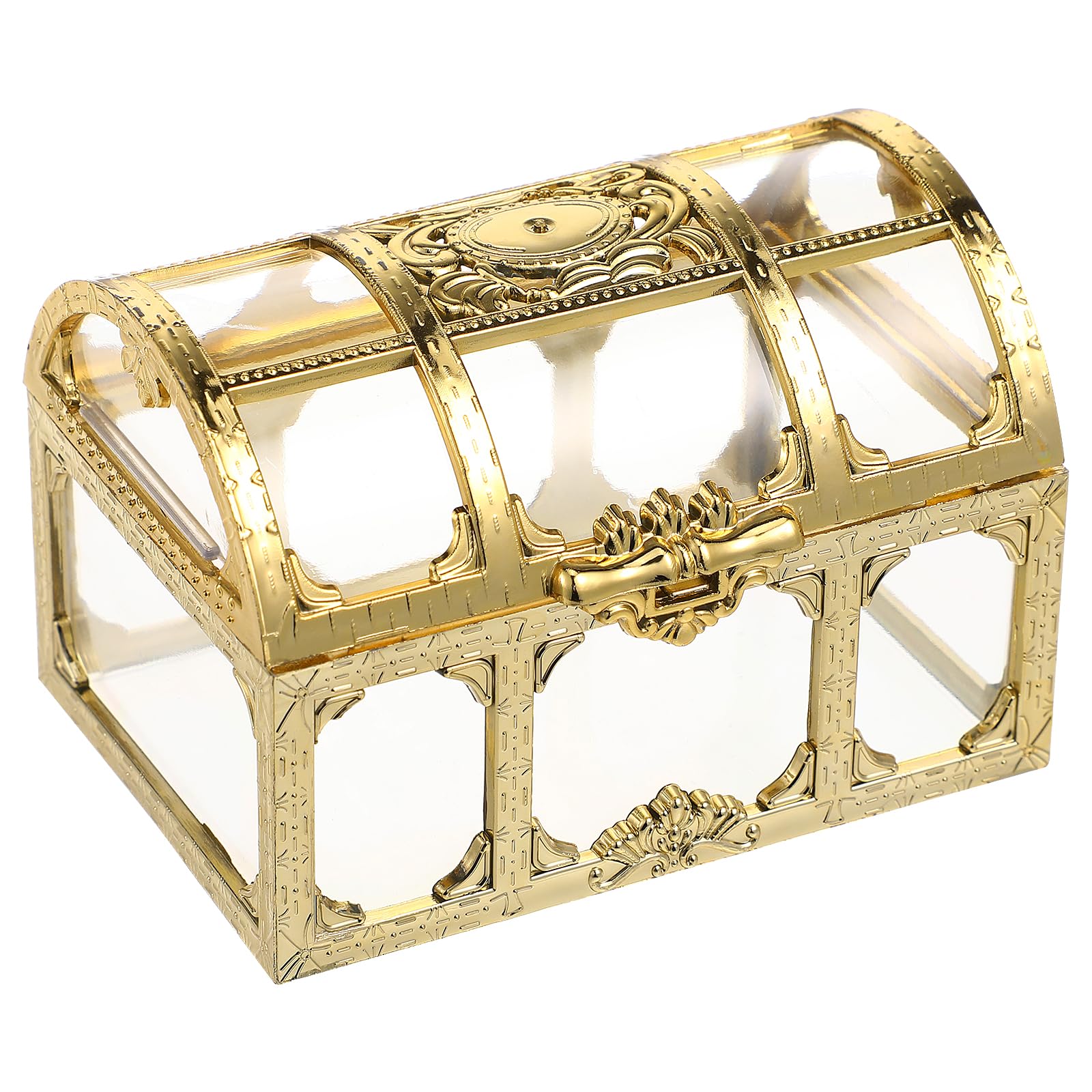 Kisangel Pirate Treasure Chest - Small Plastic Transparent Jewelry Box with Crystal Texture for Trinket Storage, Keepsake Organizer, Candy Holder - Perfect for Kids' Pirate Themed Parties, Halloween Decor, and DIY Craft Projects