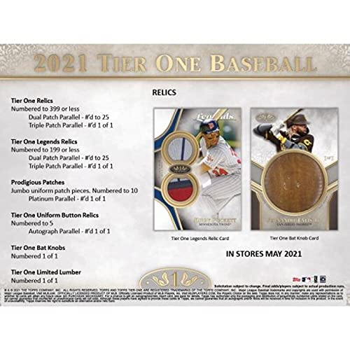 2021 Topps Tier One MLB Baseball HOBBY Box - 3 Cards per Box | Authentic Baseball Trading Cards for Collectors & Investors | Perfect for Sports Memorabilia Collections & Gift Giving