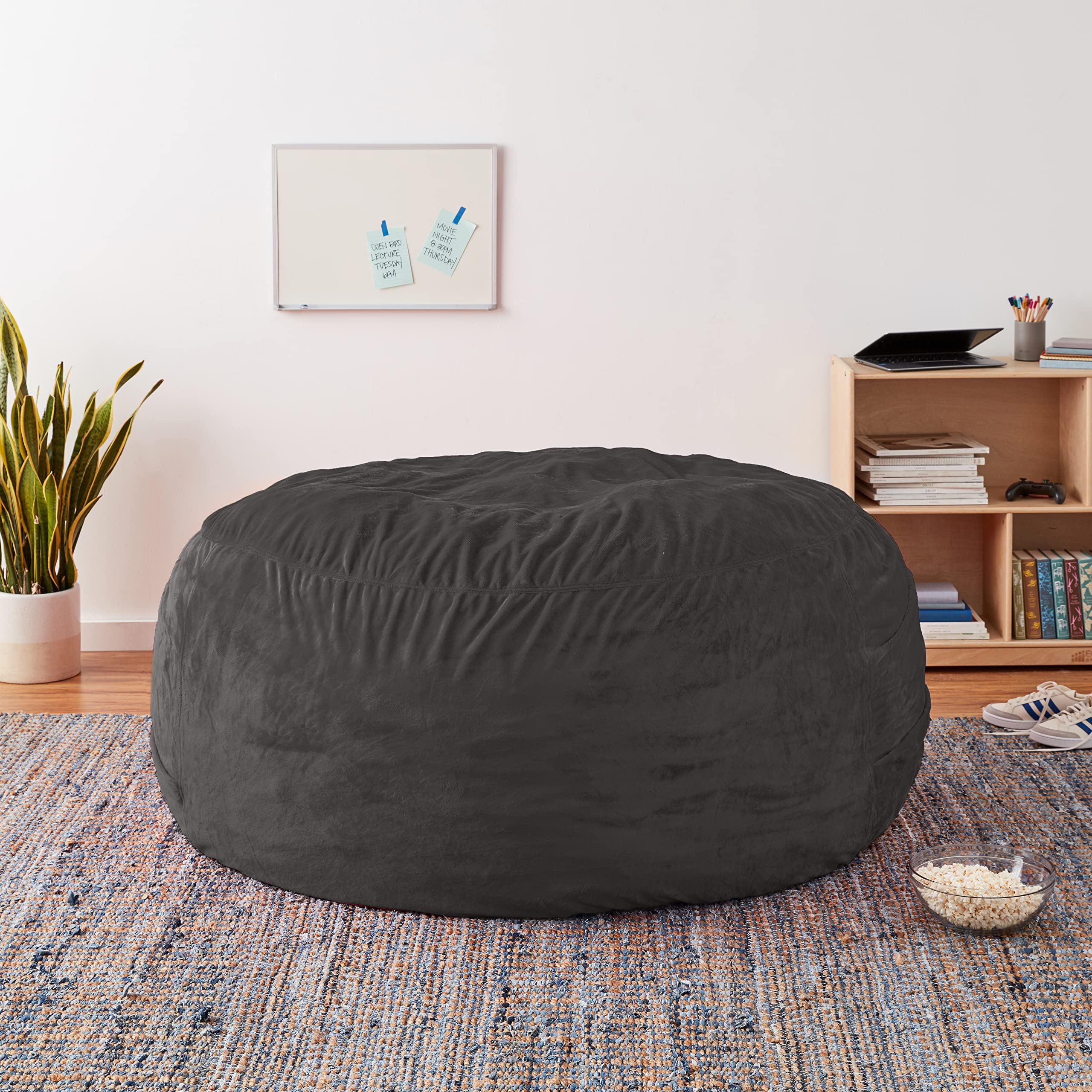 Ultra-Soft 6-Foot Chill Sack Bean Bag Chair Cover - Charcoal Gray Faux Fur | Perfect for Gaming, Lounging & Movie Nights in Bedroom or Living Room