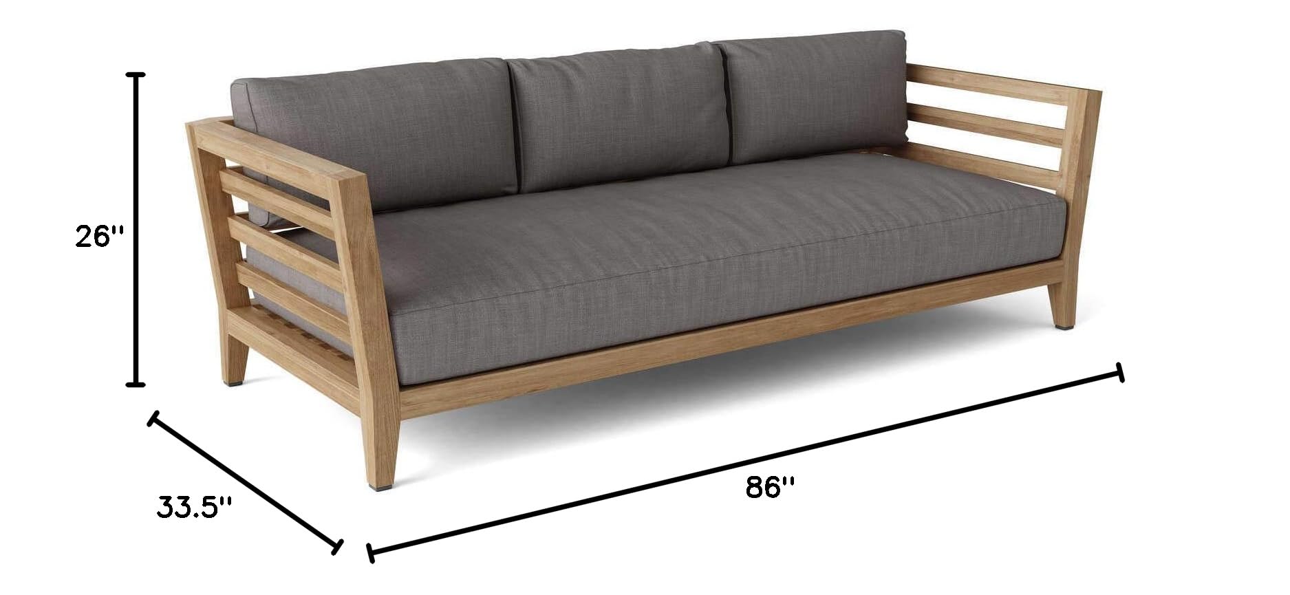 Anderson Teak DS-833 Cordoba 3-Seater Outdoor Bench Sofa in Golden Honey Teak - Perfect for Patio, Garden, Poolside & Backyard Relaxation