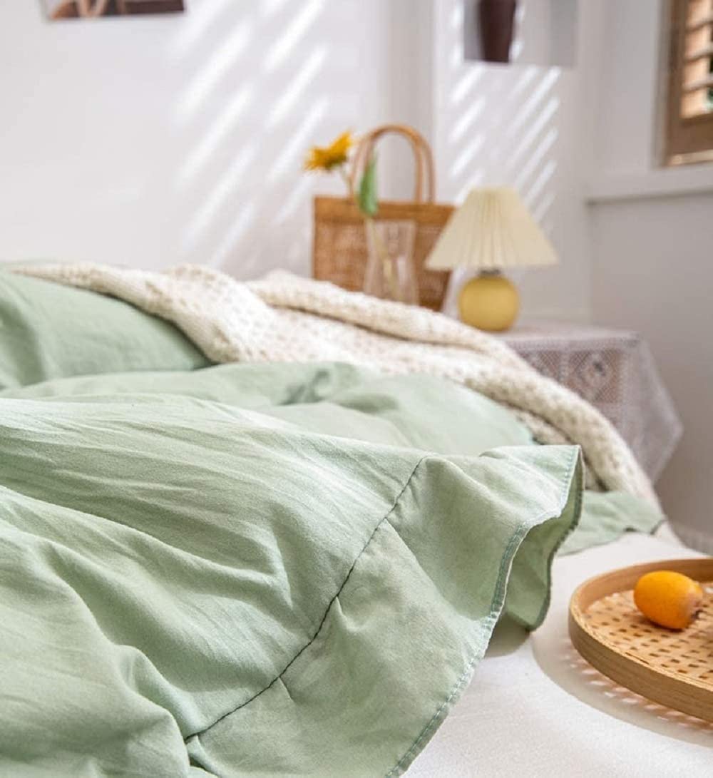 Sage Green Ruffled Duvet Cover - Queen/Twin/King Bedding Set for Cozy Bedrooms