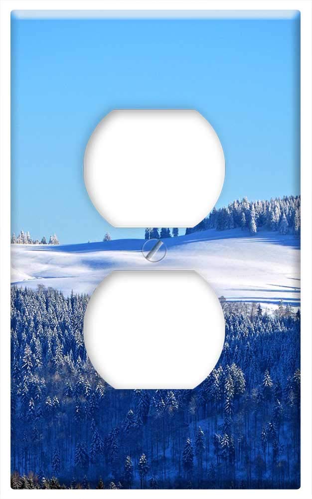 Black Forest Ski Run Winter Forest Switch Plate Outlet Cover - Decorative Wall Plate for Cabin, Lodge, and Rustic Home Decor