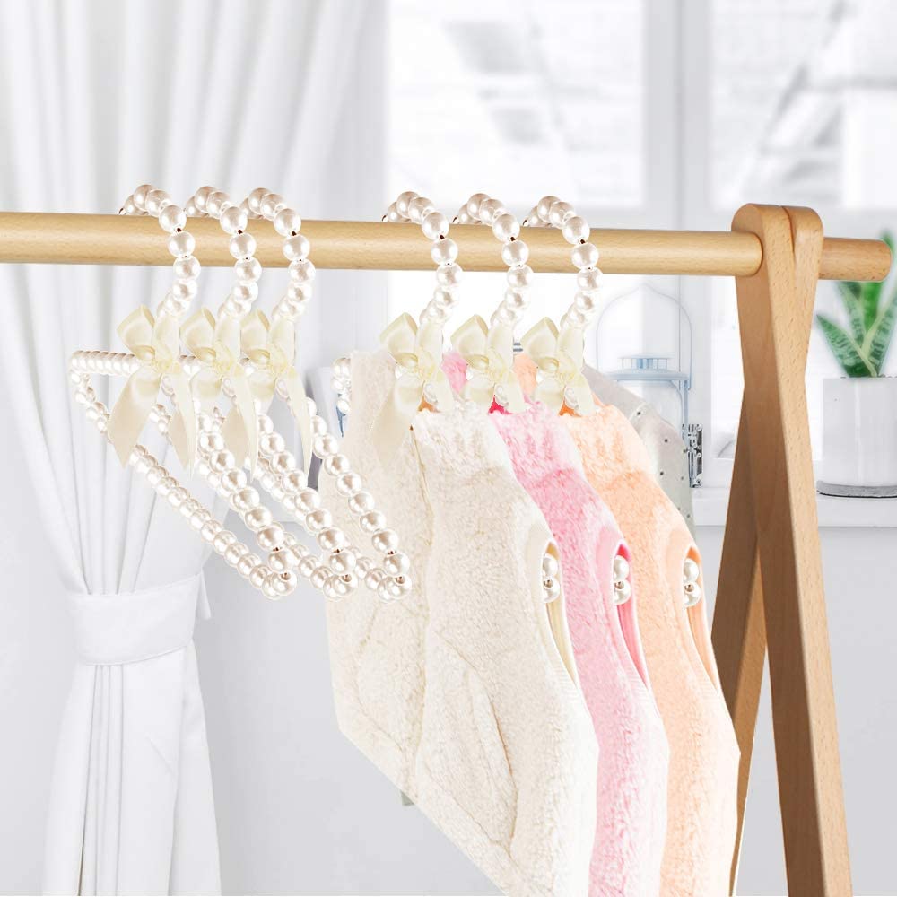 Pink Bowknot Faux Pearl Clothes Hangers for Kids, Women & Baby - 3 Pack | Durable Hooks for Wardrobe, Closet & Nursery Organization | Perfect for Hanging Dresses, Blouses & Baby Clothes