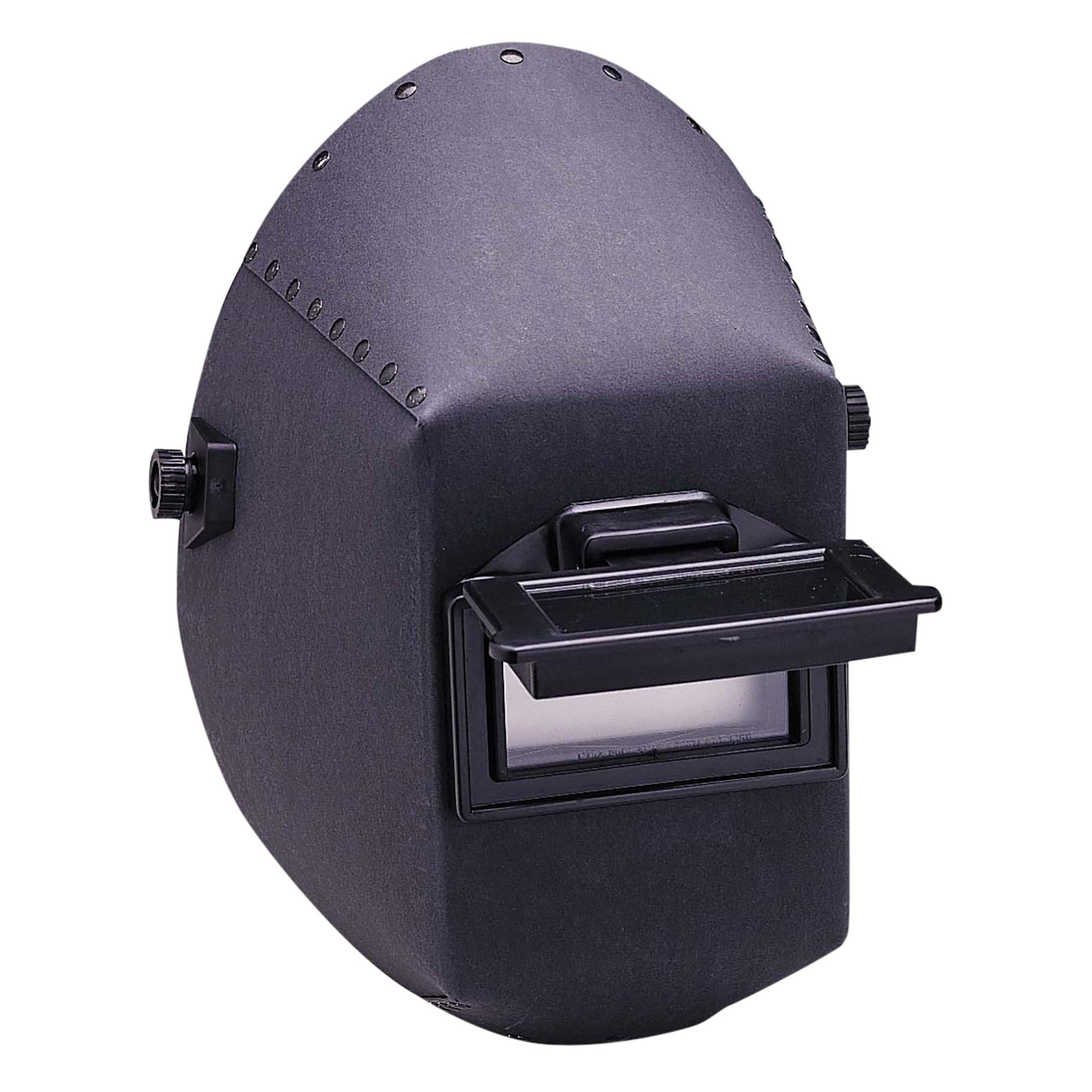 Jackson Safety 430P Fiber Shell Welding Helmet with 2” x 4.25” Safety Plate - Lift Front Design, Black (4-Pack, Model 14528) - Ideal for Professional Welders, Metal Fabrication & DIY Projects
