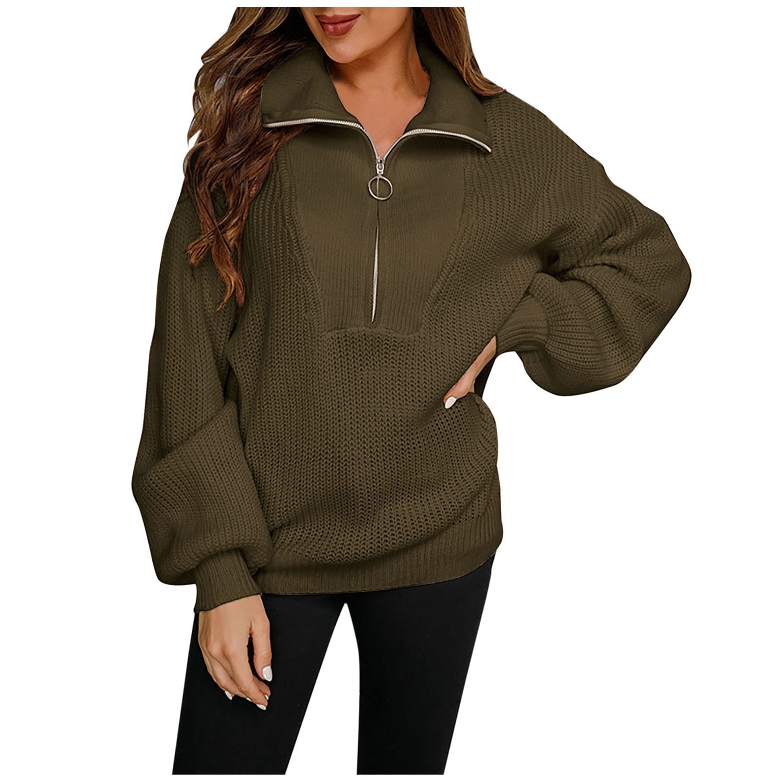 Augper Women's Casual V-Neck Loose Fit Long Sleeve Sweater - Solid Color Knit Pullover for Fall & Winter - Cozy Office Wear & Weekend Outfits