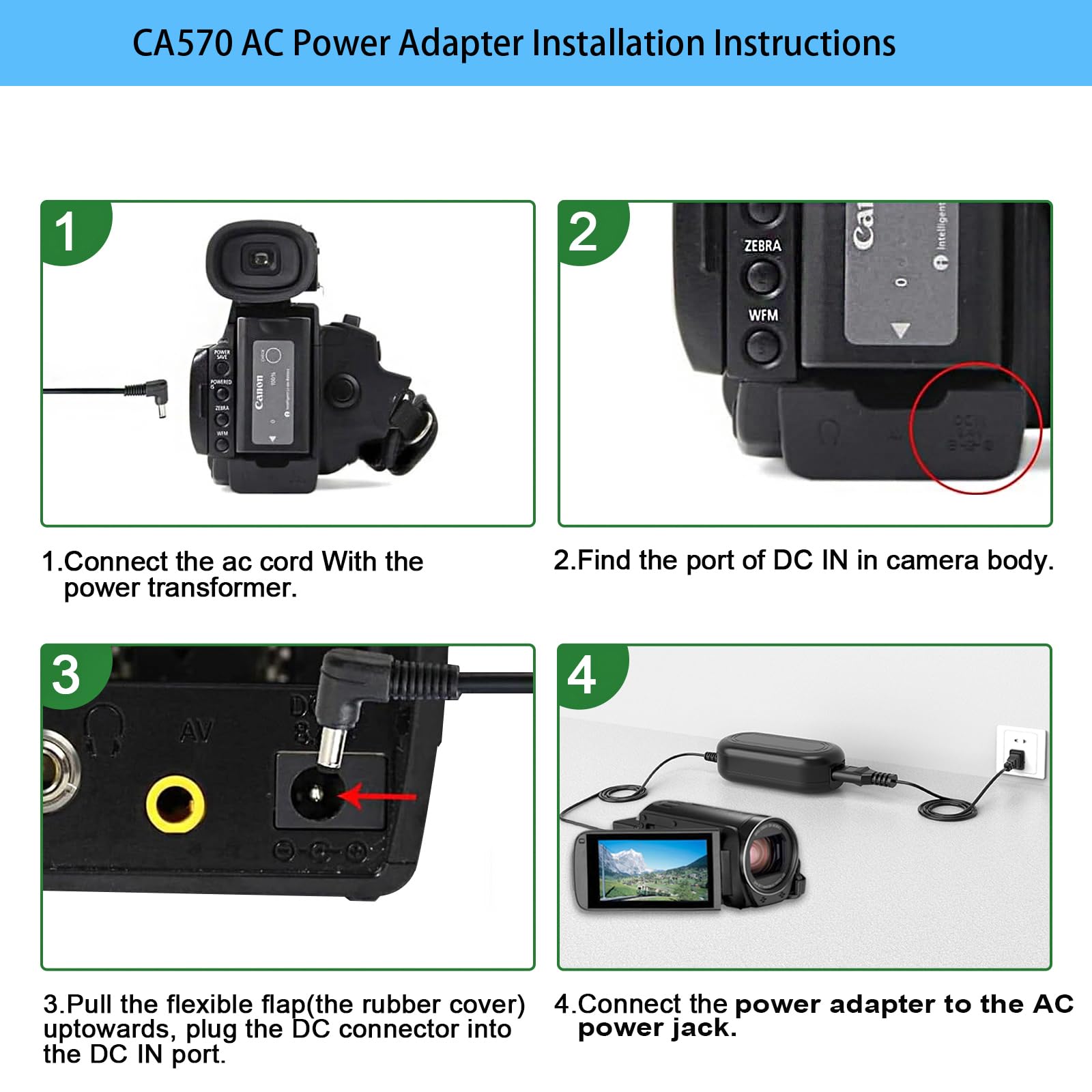 Original Canon Vixia Camcorder Power Adapter CA-570 - Replacement Charger for Canon HV HF HG Series, XA10 XA20 XA25 XA30, HF10 HF100 HG20 HG21 HG31 HV10 HV20 HV30 - Perfect for Travel Vlogging & Professional Video Recording