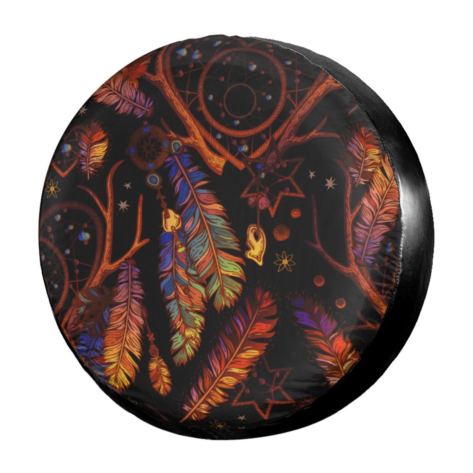 Waterproof Dust-Proof Dream Catcher Tribal Boho Spare Tire Cover - Fits 16 Inch Wheels for Jeep, Trailer, RV & SUV - Perfect for Camping Trips & Outdoor Adventures