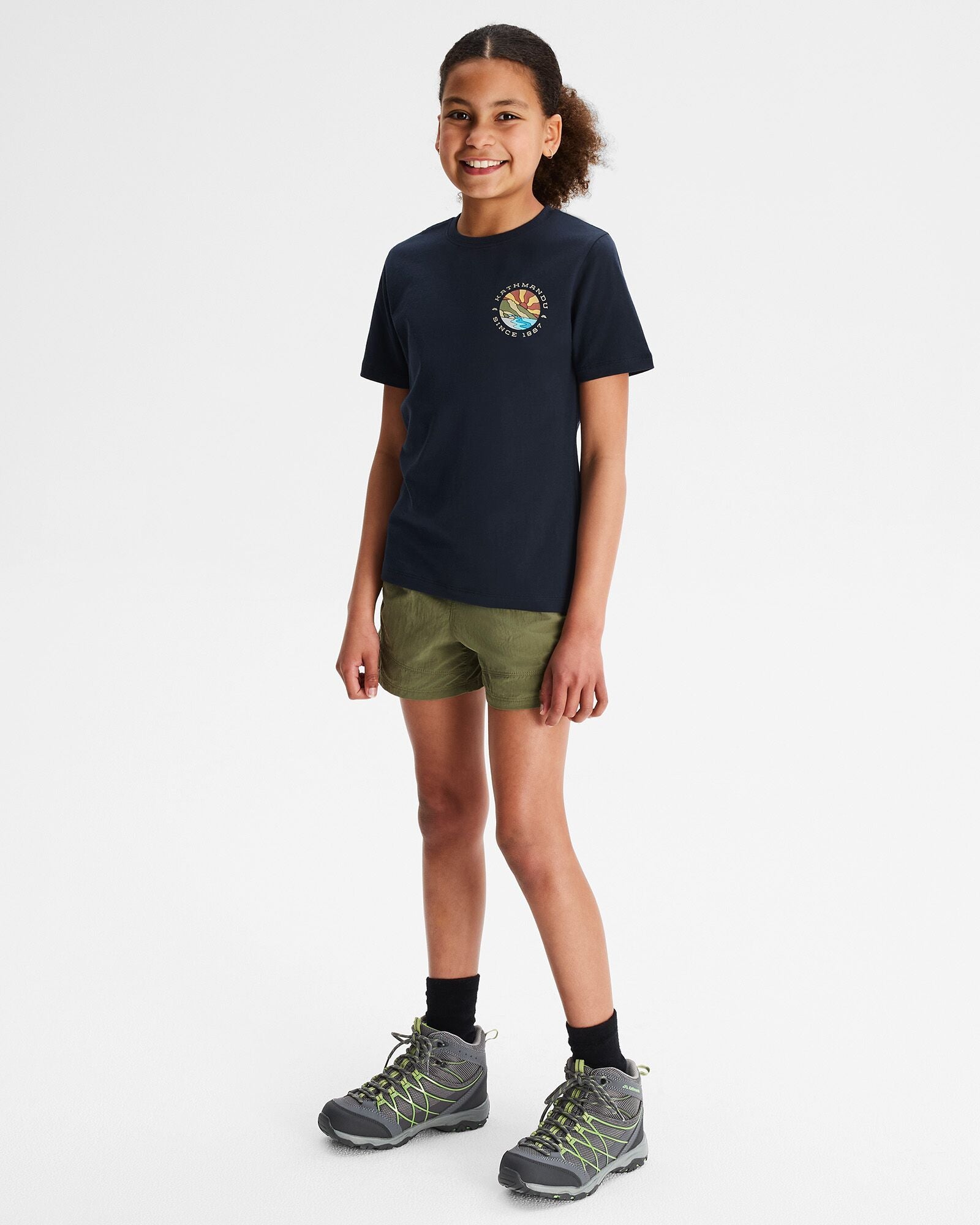 Organic Cotton Girls' Sunburst Graphic T-Shirt - Pure Navy - Soft & Comfortable Tee for Casual Wear, School & Playdates