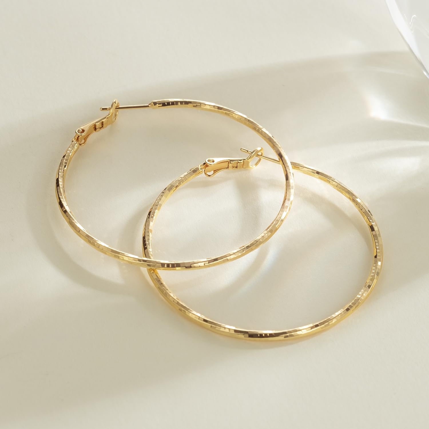 AMELINE 50mm Large Gold Hoop Earrings for Women - Lightweight Twisted Hoop Earrings, Fashion Jewelry for Everyday Wear & Special Occasions