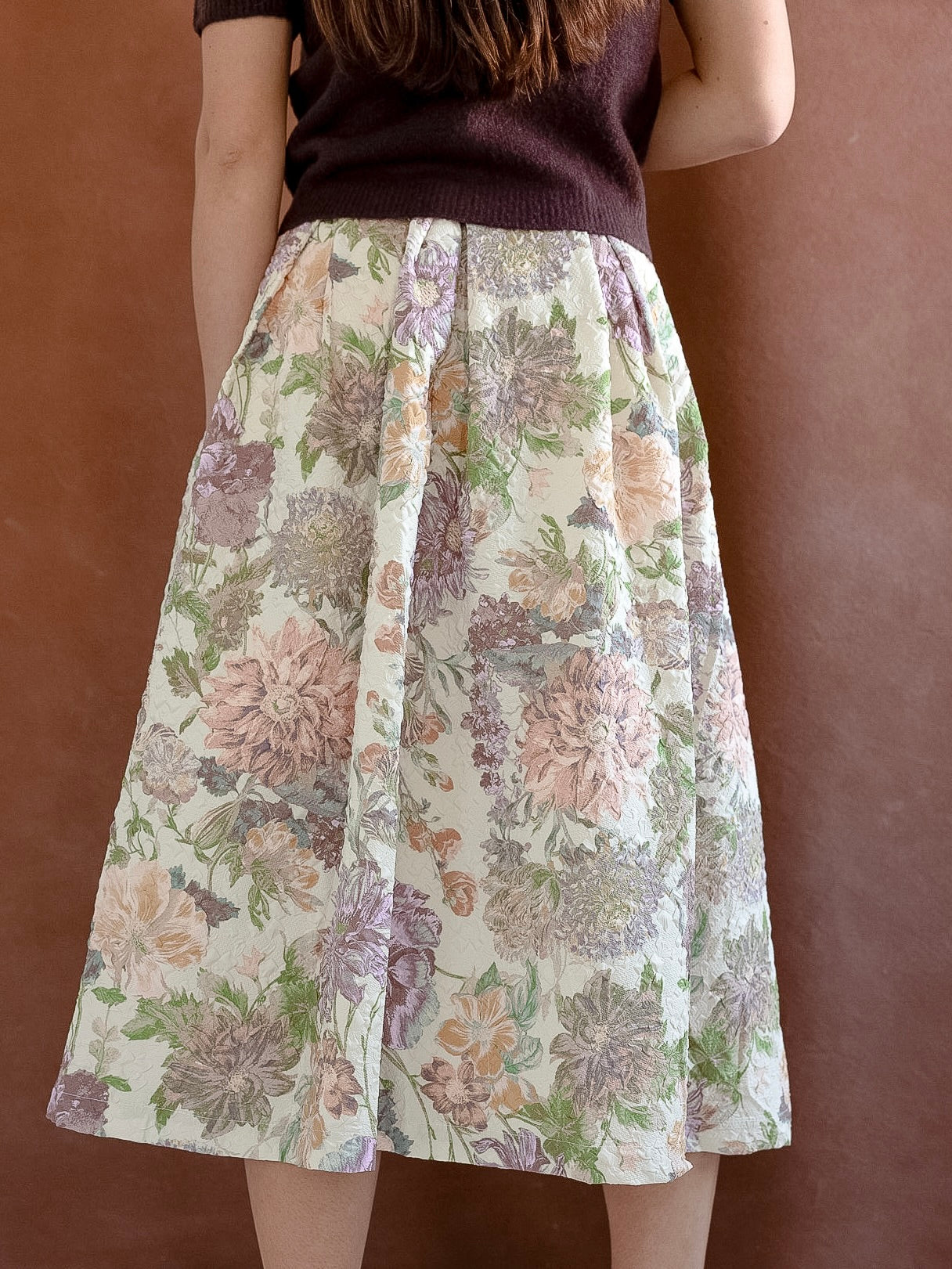 Beatrice Floral Midi Skirt - Women's A-Line Summer Skirt with Pockets, Flowy Boho Style for Casual Outfits, Beach Wear & Date Night