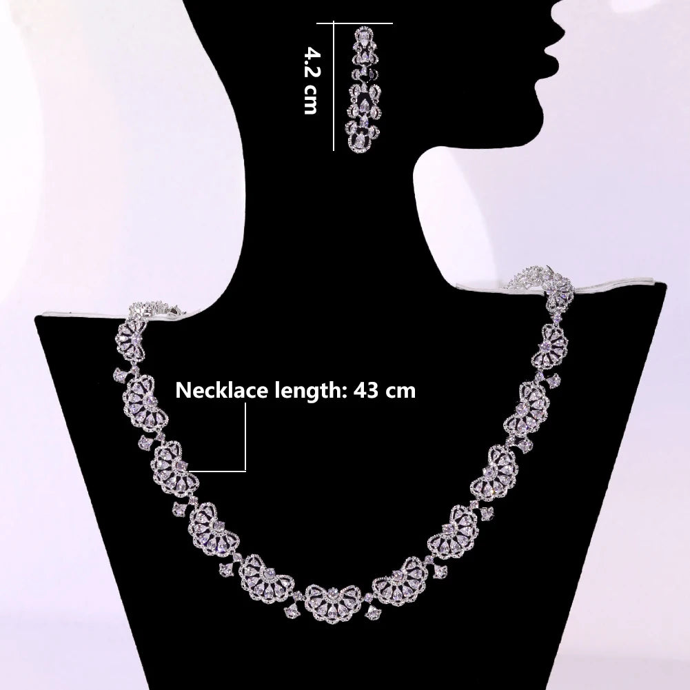 Luxury 2-Piece Nigeria Bridal Jewelry Set with Zirconia - Elegant Dubai Necklace & Earrings for Women - Perfect for Weddings, Anniversaries & Special Occasions