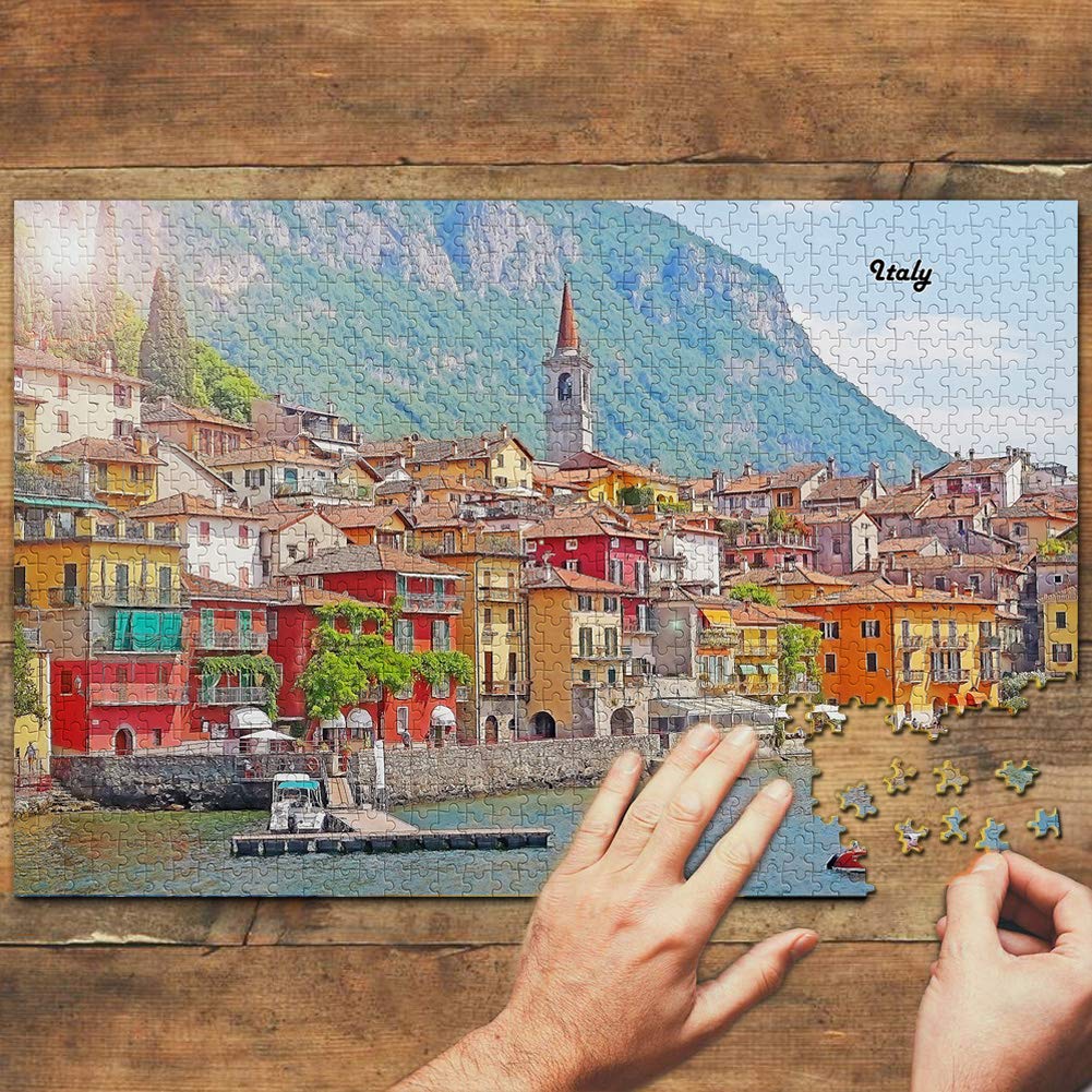 1000-Piece Italy Jigsaw Puzzle - Scenic Varenna Lake Como Wooden Travel Souvenir for Adults & Puzzle Lovers | Perfect for Home Decor, Relaxation & Family Game Night