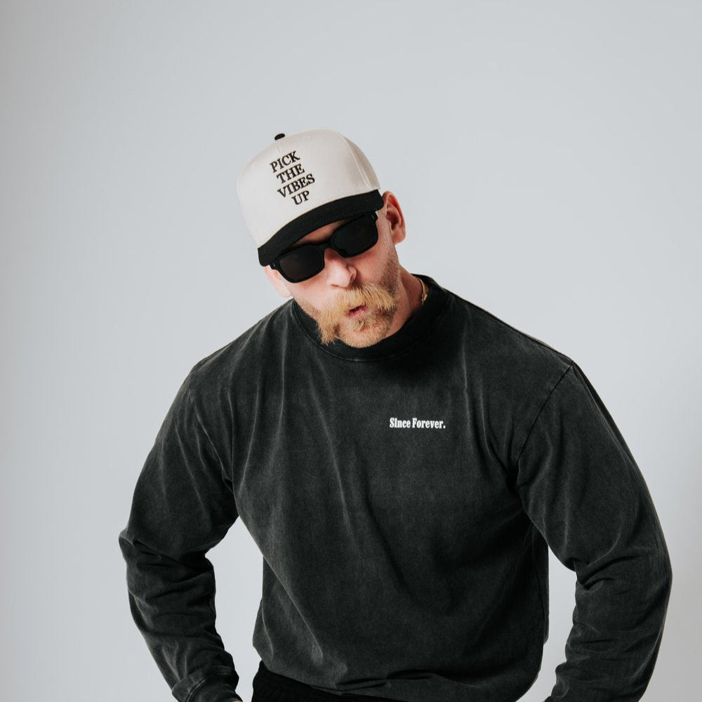 Pick the Vibes Up Hat - Natural & Black Color Adjustable Baseball Cap for Men & Women - Perfect for Outdoor Activities, Sports, and Casual Wear