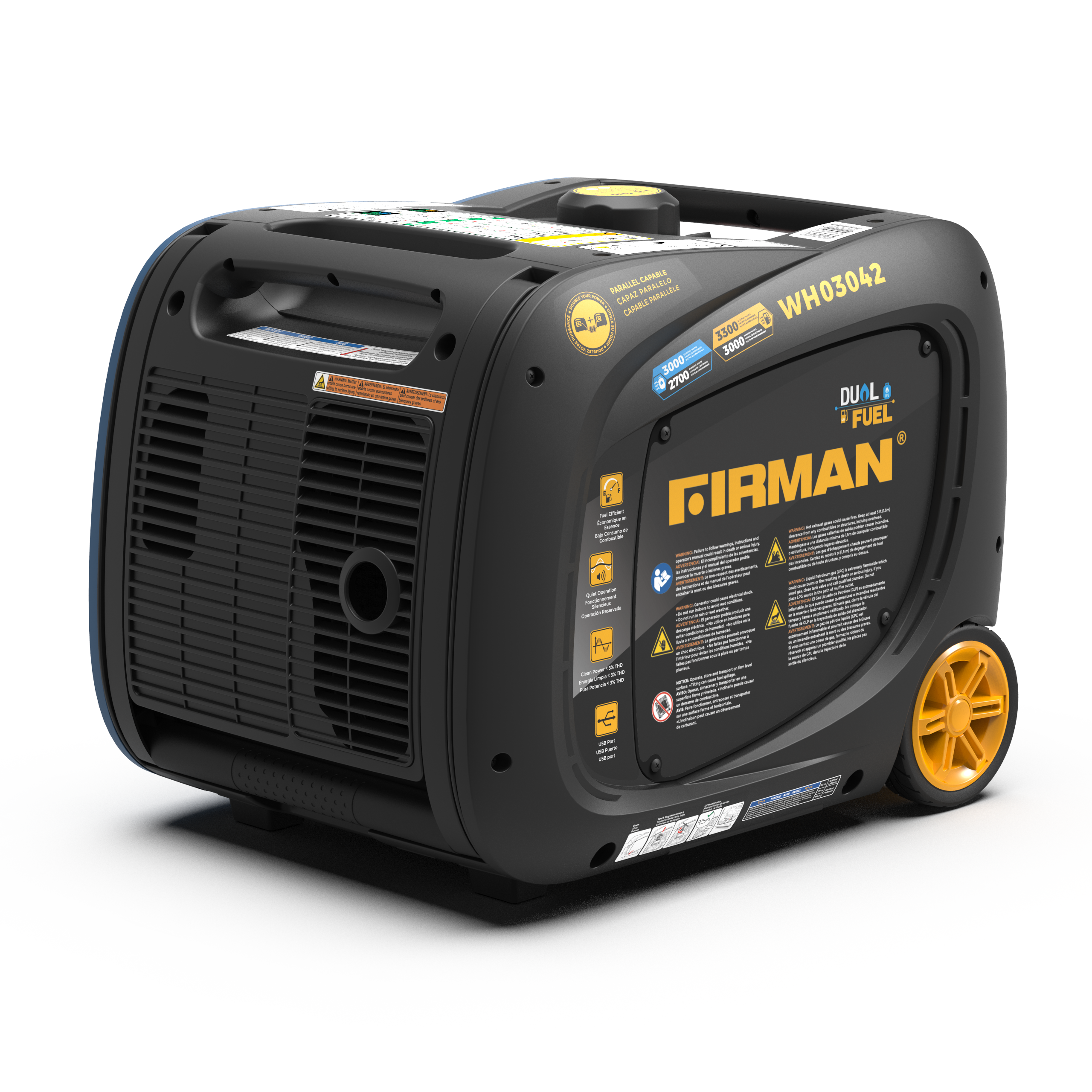 3300W Dual Fuel Inverter Generator with Electric Start - Portable Power for Camping, RV Trips & Emergency Backup