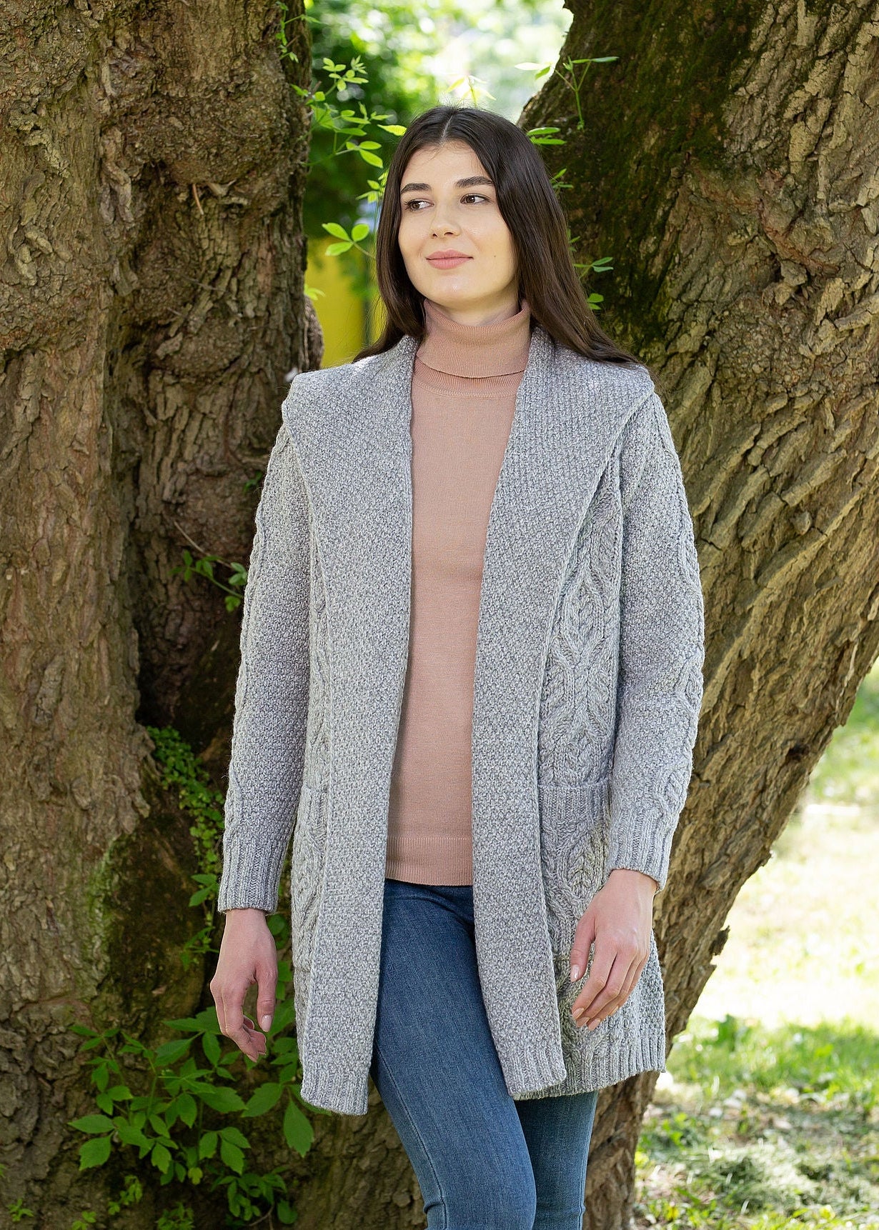 Women's Classic Long Hooded Cardigan Sweater - Soft & Cozy Open Front Wrap Coat for Fall & Winter | Perfect for Office, Lounge & Outdoor Activities