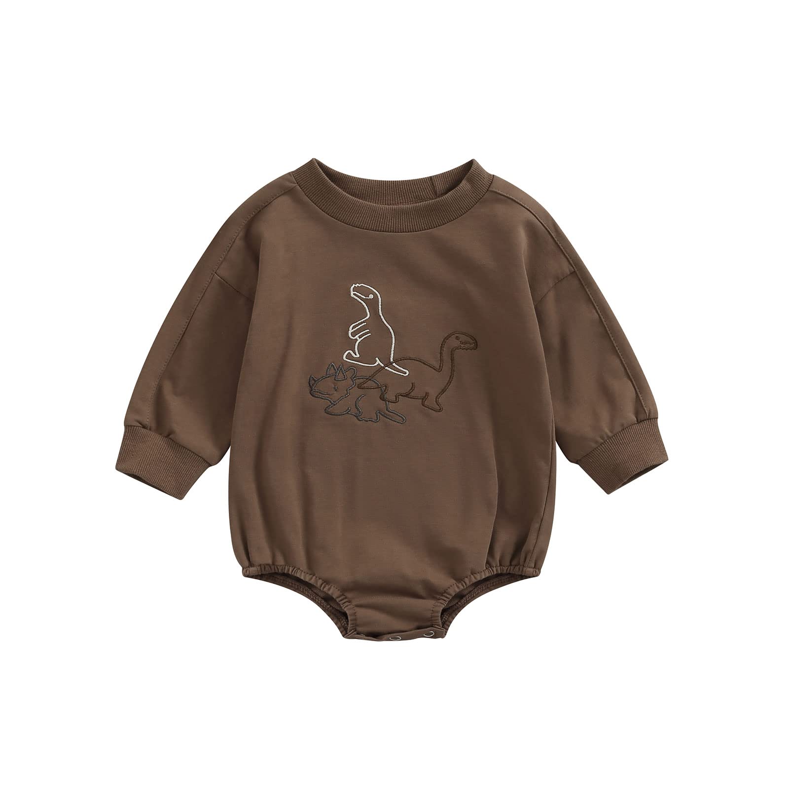 Dinosaur Baby Romper - Cute Long Sleeve Bodysuit for Newborn Boys & Girls | Soft Crewneck Jumpsuit for Fall & Winter | Perfect for Playdates, Photo Shoots & Cozy Outings