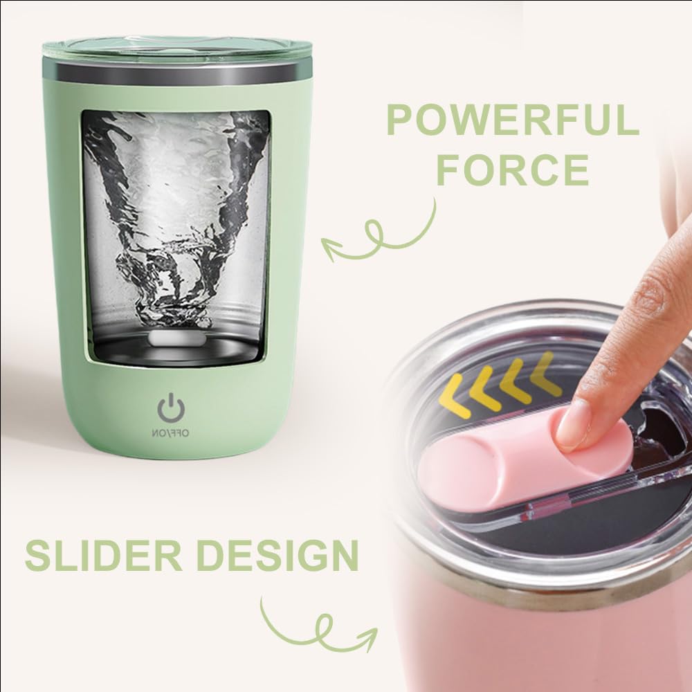 **2025 New Automatic Magnetic Stirring Coffee Mug - 350ml Self Stirring Stainless Steel Travel Mug with Lid - Electric Magnetic Stirrer for Coffee, Tea, Milk - Perfect for Office, Home & Travel (Pink)**