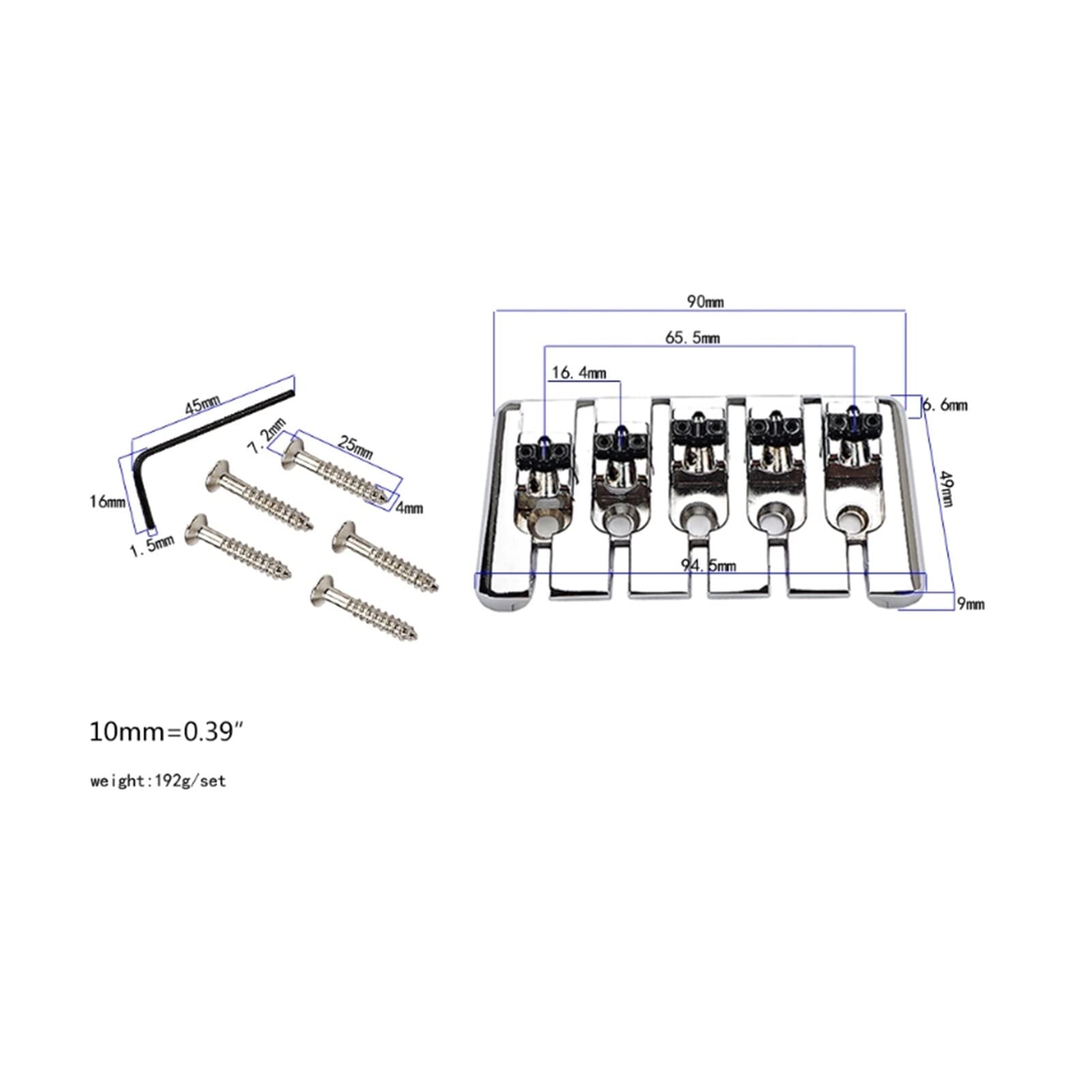 5-String Electric Guitar Bass Hardtail Bridge - Fixed Saddle Replacement for Enhanced Tuning Stability | Perfect for Rock, Metal & Studio Recording