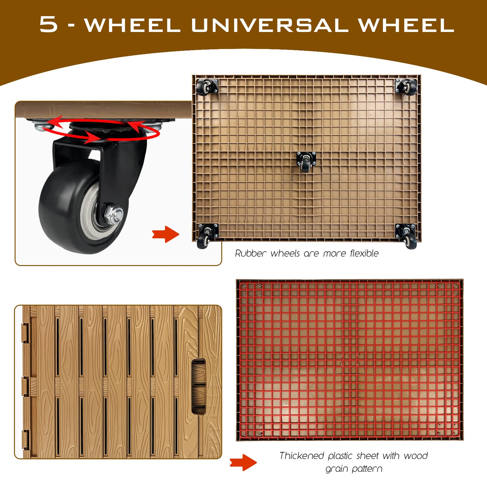 Heavy Duty Collapsible Rolling Crate with Wheels - 440lbs Capacity Foldable Storage Bin, Plastic Moving Dolly Cart for Travel, Shopping, Luggage & Office Use - Removable 360° Swivel Wheels - Perfect for Home Organization, Warehouse Storage & Furniture Moving