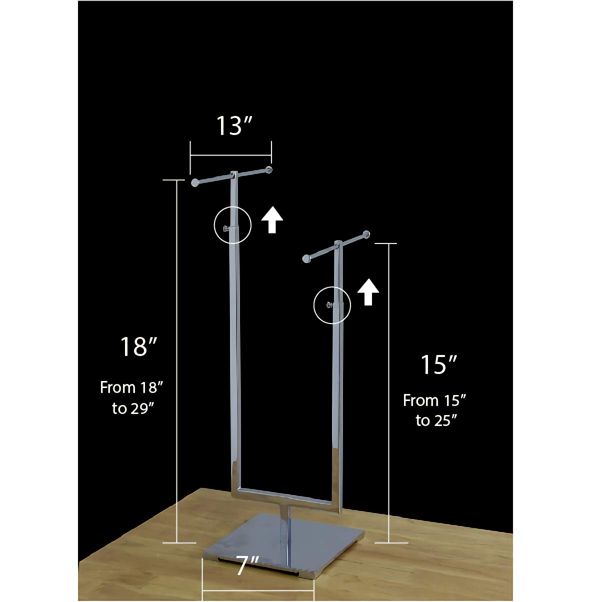 2-Tier Chrome Jewelry Tree Stand - Adjustable Metal Bracelet, Earring & Necklace Organizer Holder for Large Storage | Perfect for Bedroom, Vanity & Travel Use