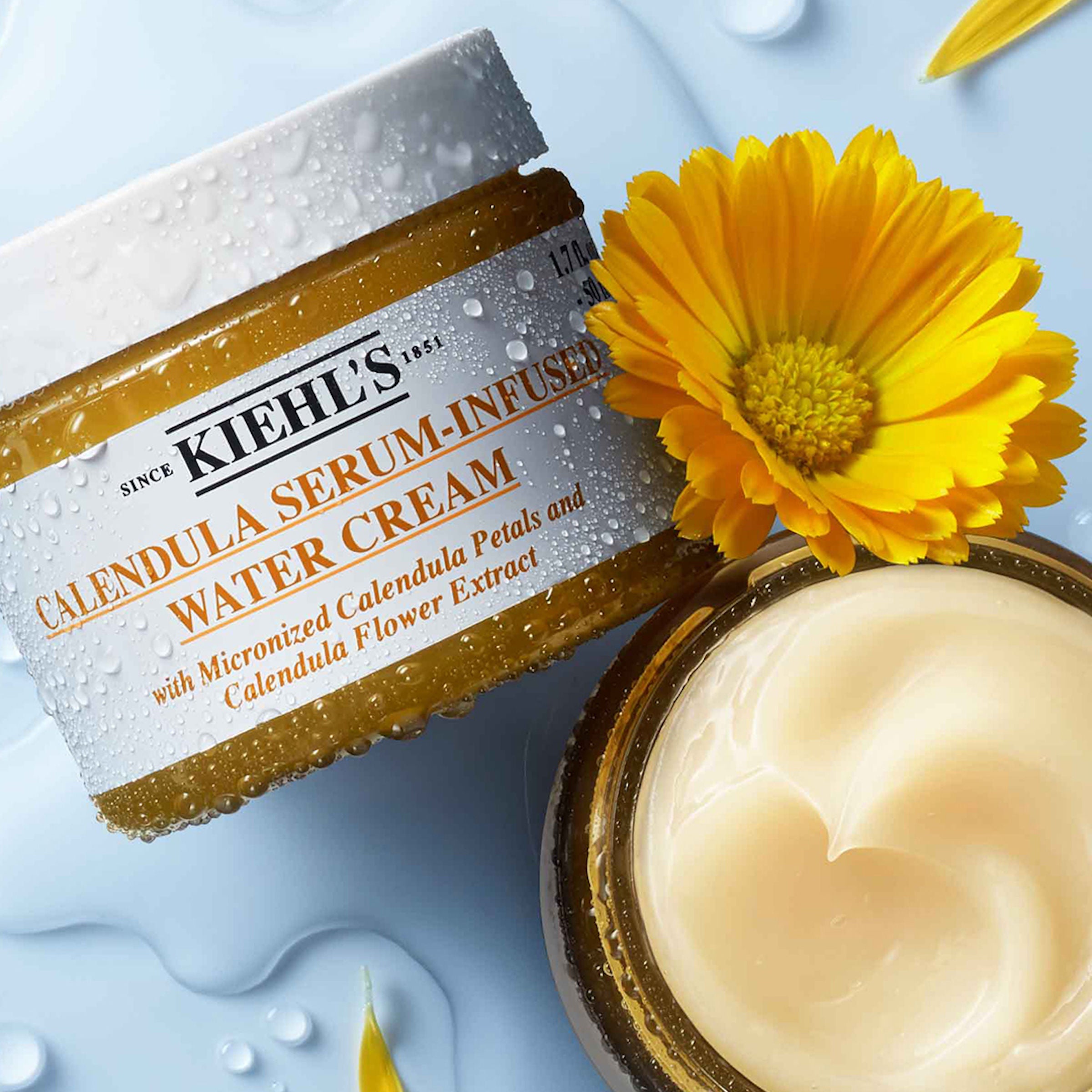 Calendula Serum Infused Water Cream - Hydrating Face Moisturizer for Dry & Sensitive Skin | Day & Night Use for Glowing Complexion | Perfect for Skincare Routine & Travel