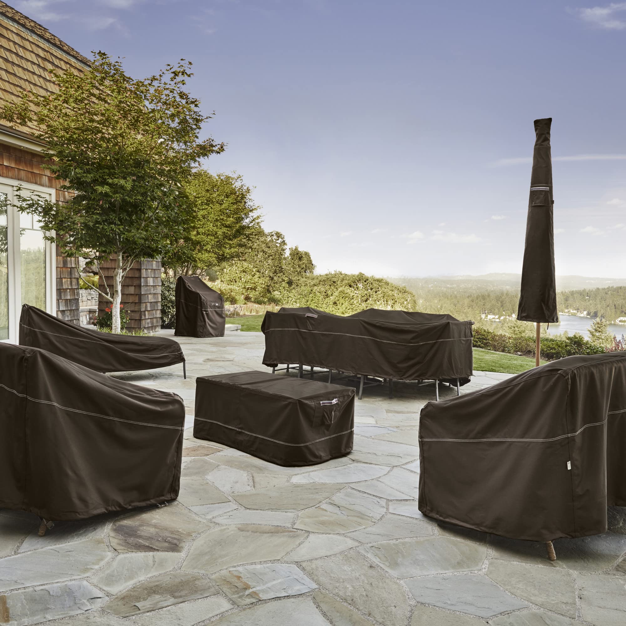 Classic Accessories Madrona Waterproof 100x80x36 Inch Dark Cocoa Patio Cover for Outdoor Furniture Protection