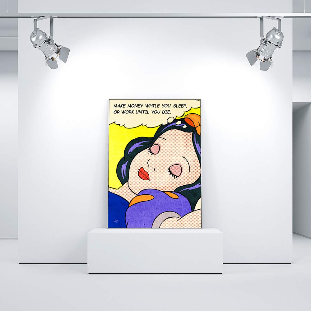 Inktuitive 'Money Dreams' Motivational Wall Art - Comic Book Style Quote Canvas Print - Inspirational Décor for Bedroom, Living Room & Office - 16x12 Inches - Perfect for Home, Office & Gift Giving