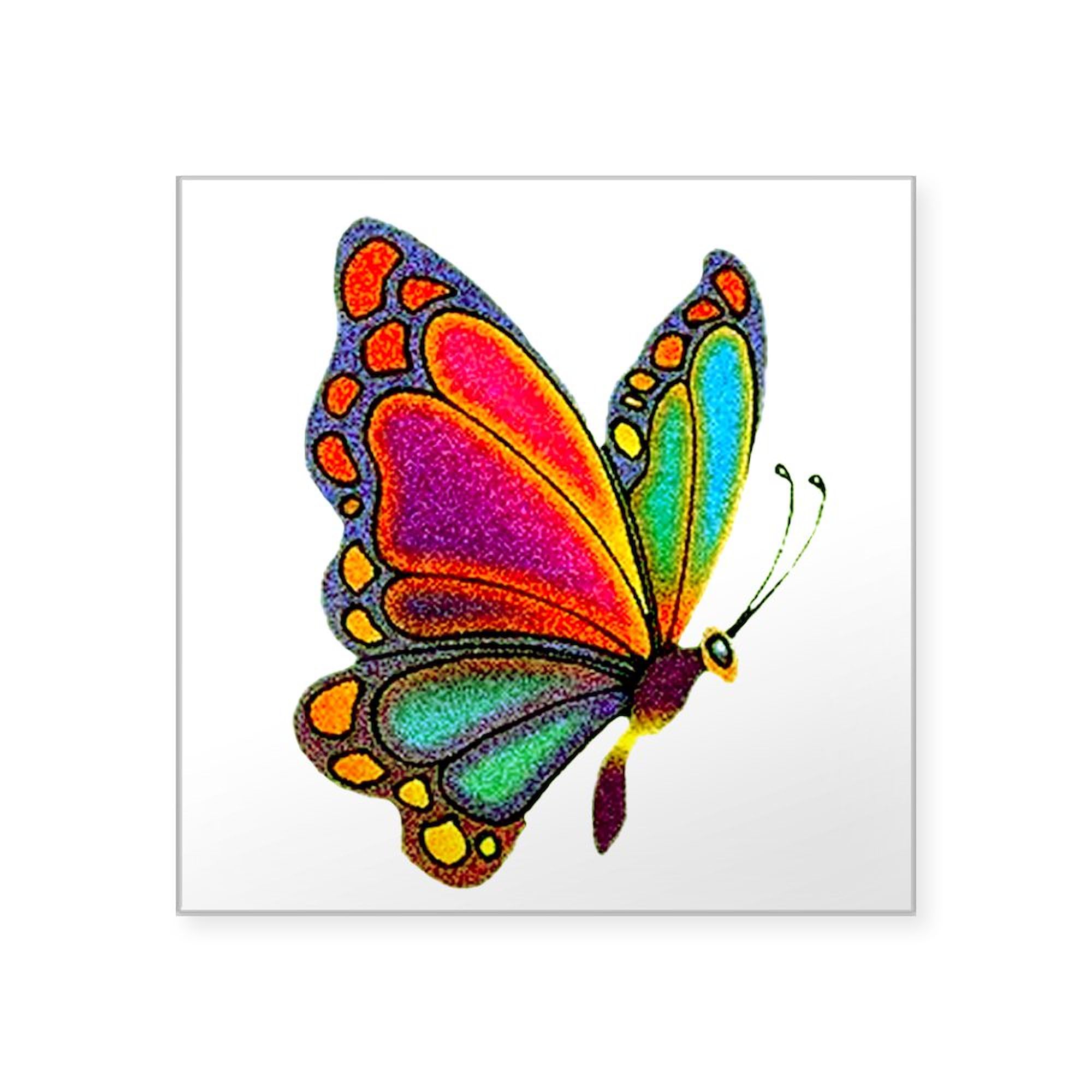 Rainbow Butterfly Rectangle Sticker - Waterproof Vinyl Decal for Cars, Laptops, Windows | Colorful Bumper Sticker for Vehicles, DIY Crafts, Scrapbooking & Personalization