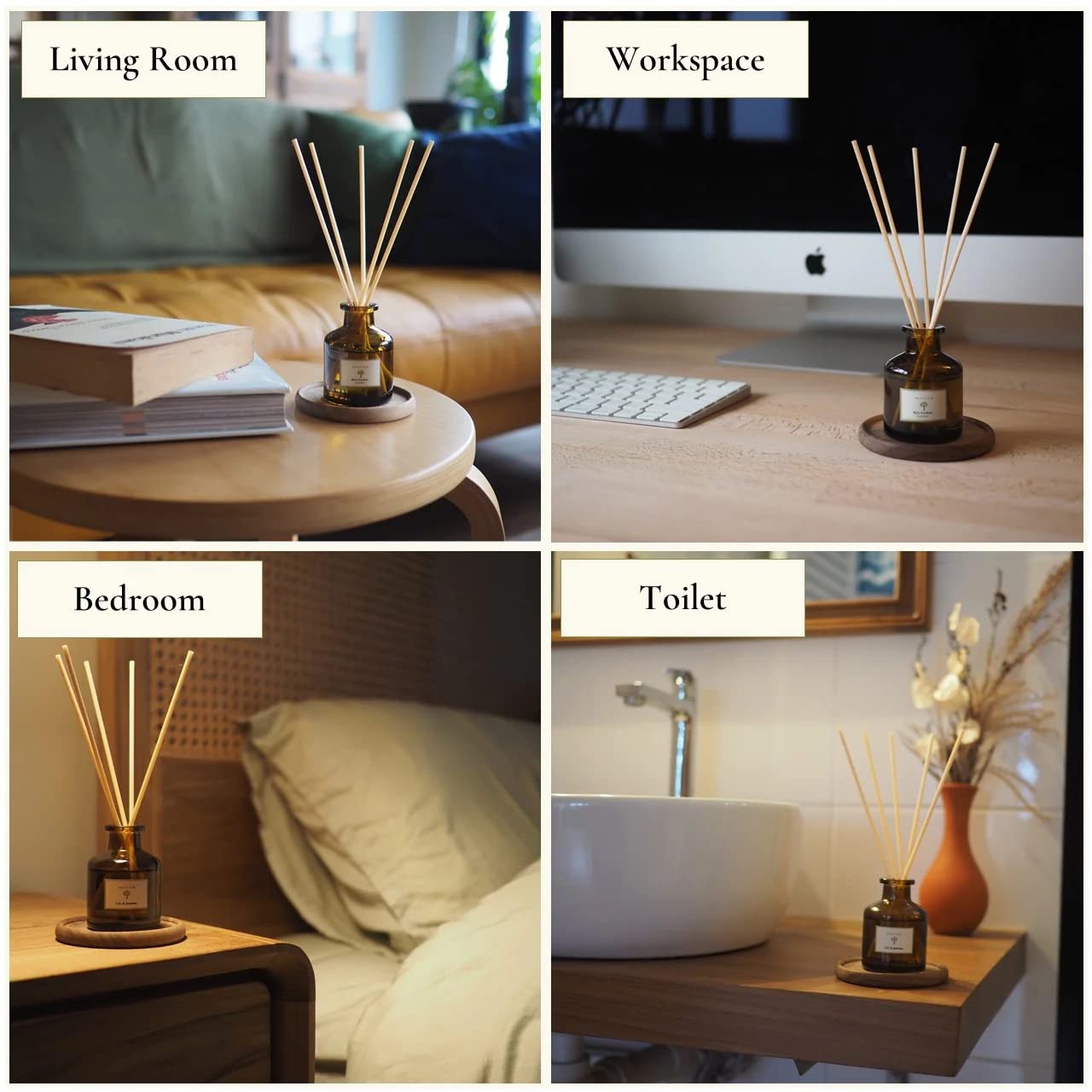 PRISTINE Lily & Jasmine Reed Diffusers Set - Long Lasting Home Fragrance Oil with Natural Rattan Reeds | Perfect for Living Room, Bedroom & Bathroom Aromatherapy | Fresh Lily of Valley & Jasmine Scent for Relaxation & Stress Relief