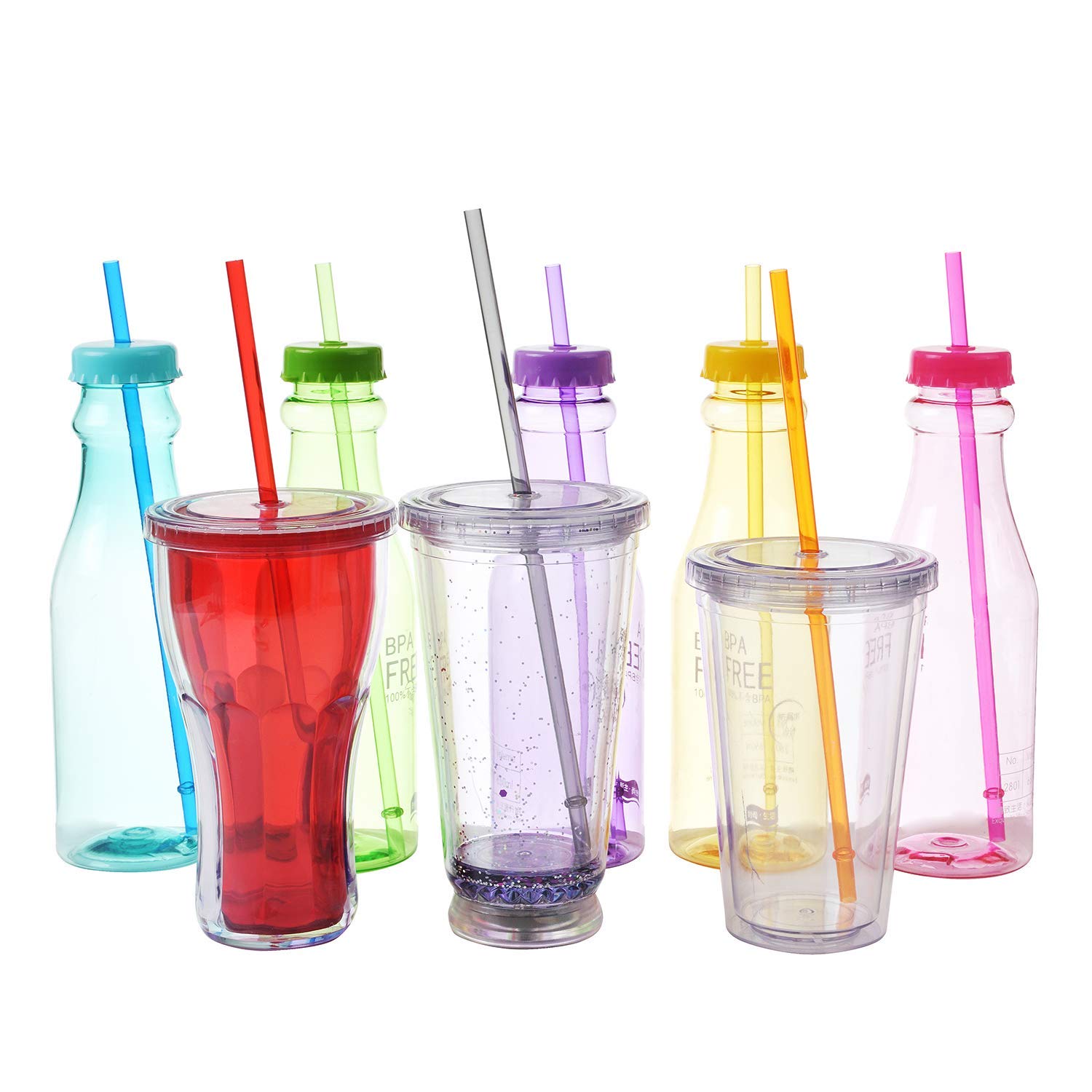 ALINK 10 Pack Reusable Stainless Steel Straws + 12 Pack Bubble Tea Straws - Eco-Friendly Metal Drinking Straws for Smoothies, Iced Coffee & Juice at Home, Office or Travel