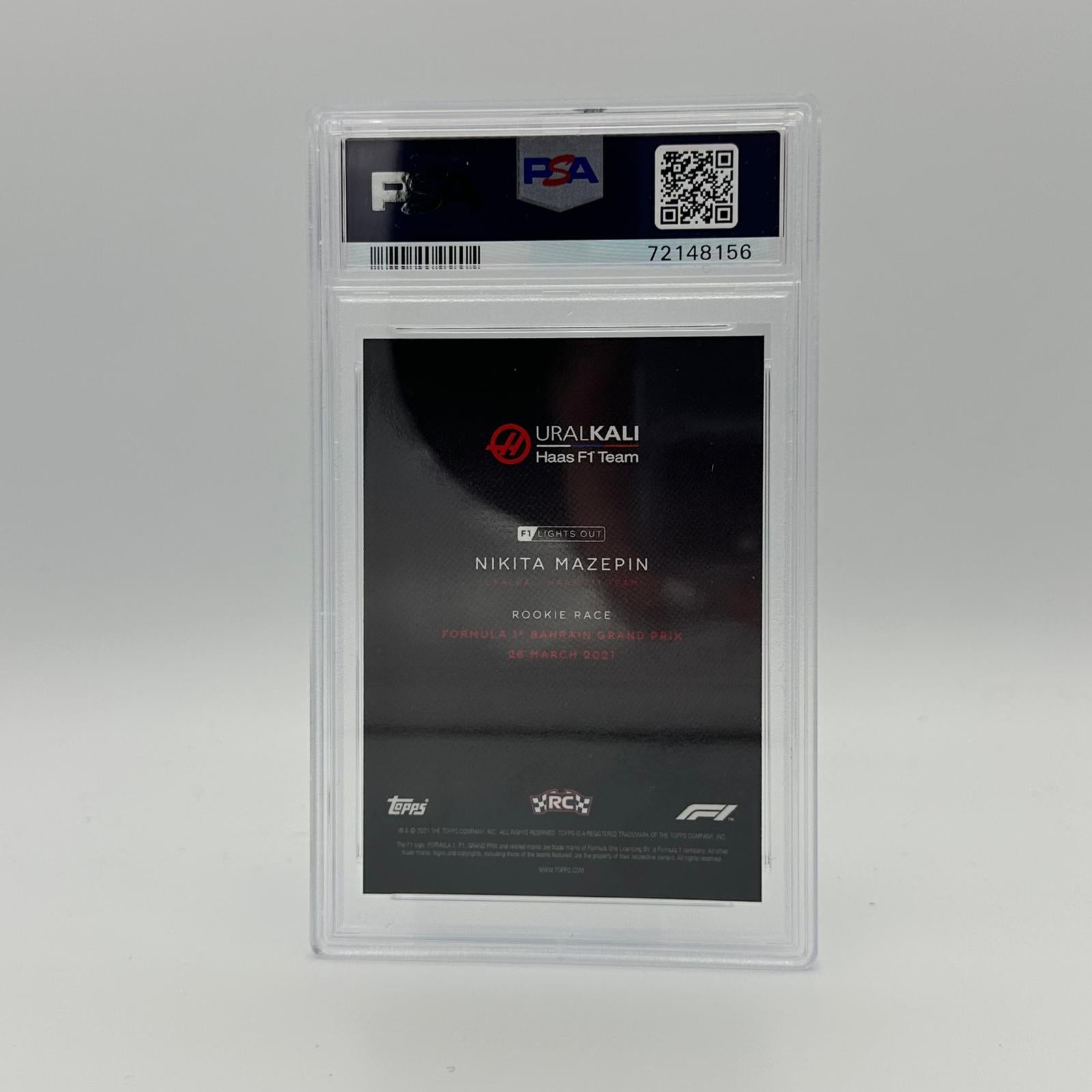 PSA 10 Graded 99/99 Nikita Mazepin Rookie Race Card - Perfect for Sports Collectors, Trading Card Enthusiasts & F1 Memorabilia Displays