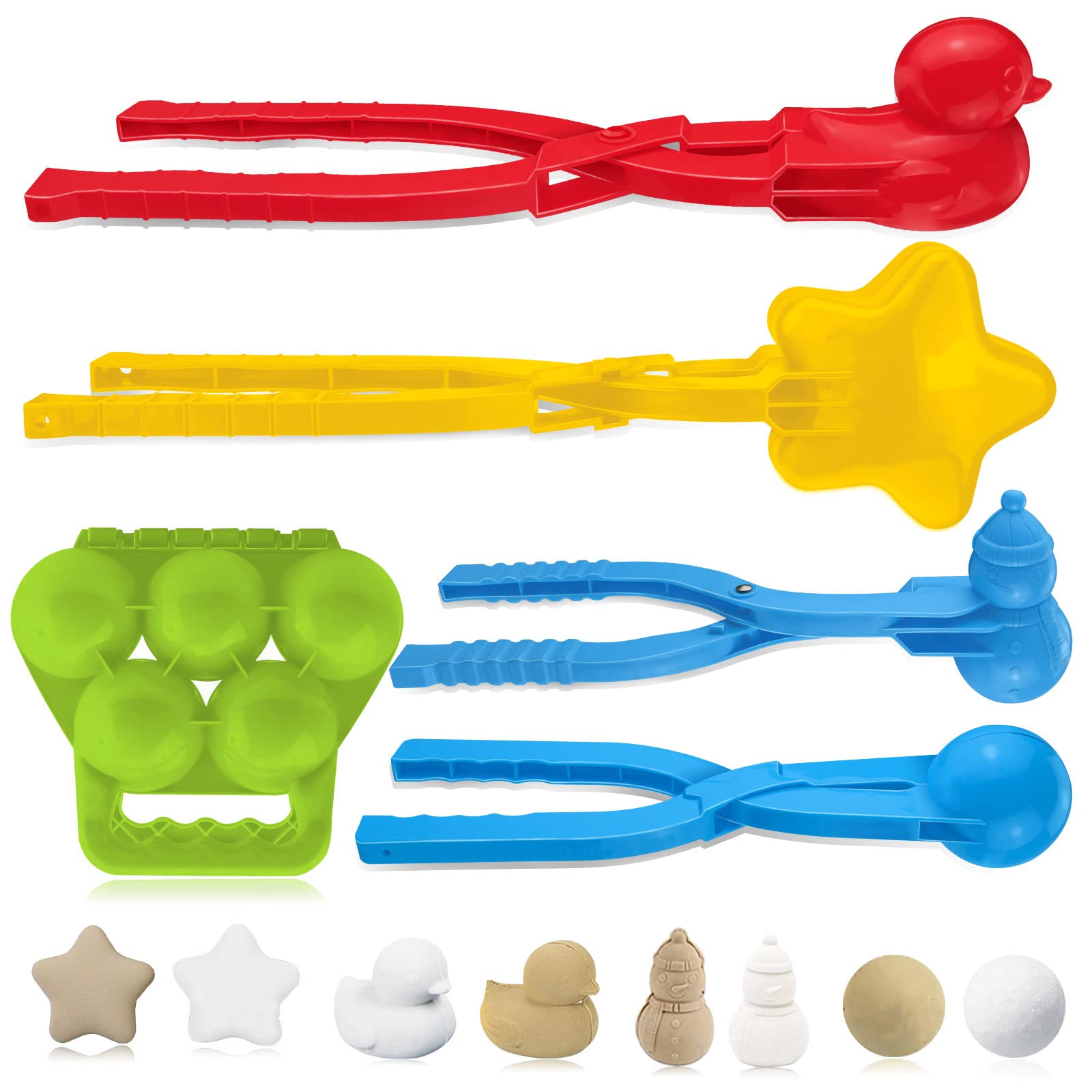 Goldblue 3D Snowball Maker Set - Penguin, Snowman & Sled Shapes for Beach Sand & Snow Play | Fun Outdoor Activity Toys for Kids & Adults | Perfect for Winter Snowball Fights & Summer Sandcastle Building (Yellow)